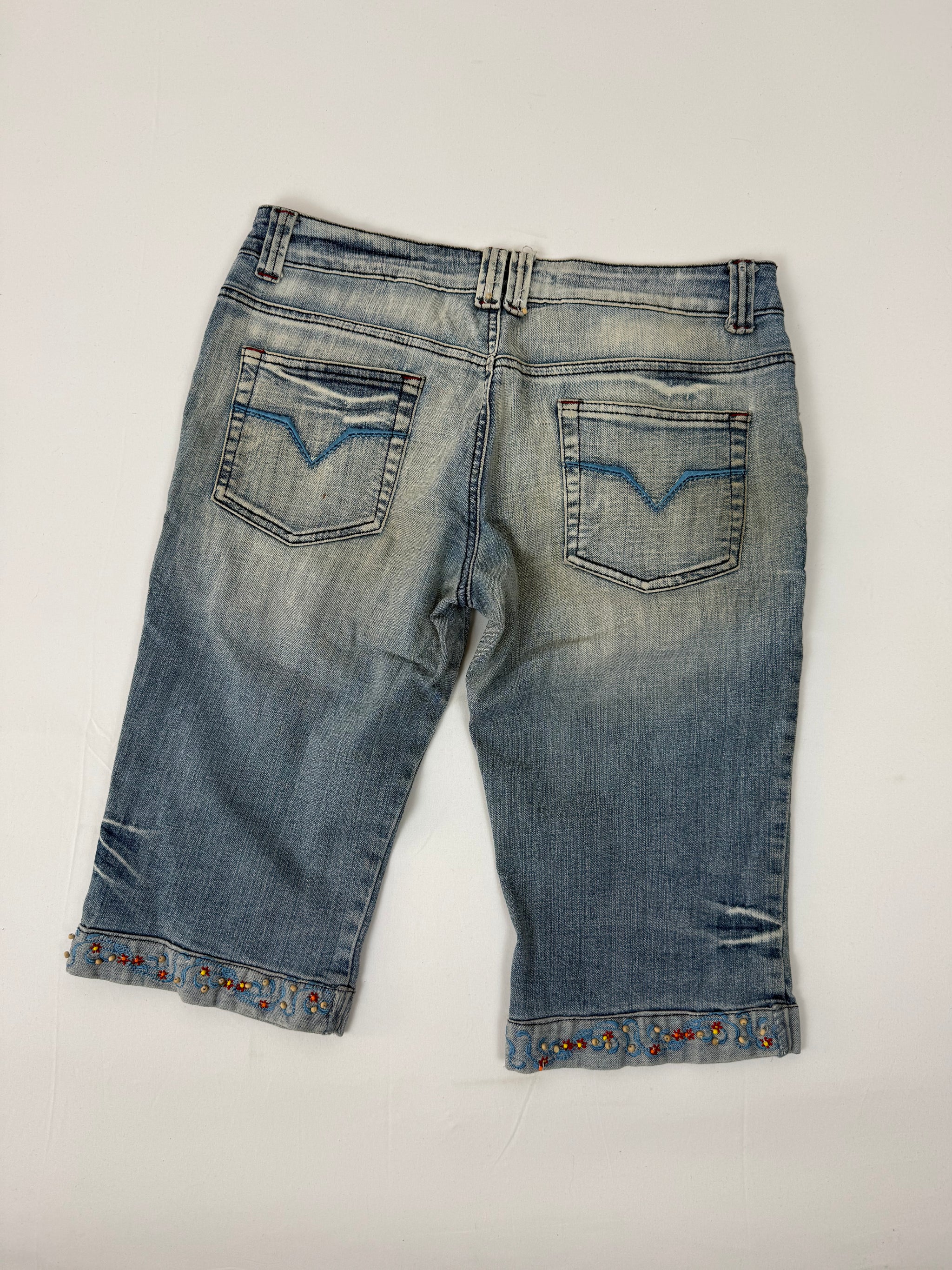 Blue denim capri pants (L)