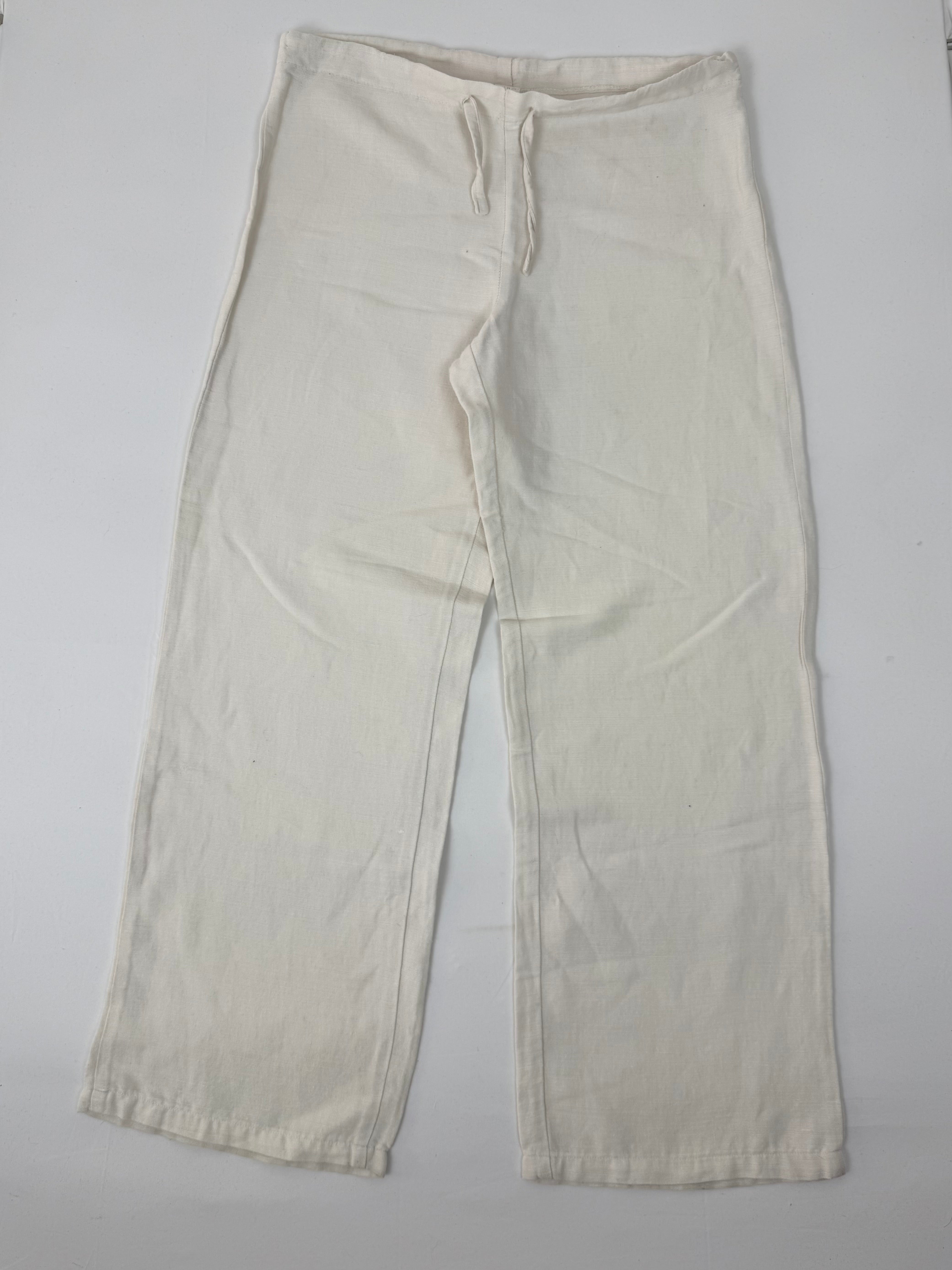 White linen baggy pants (M)