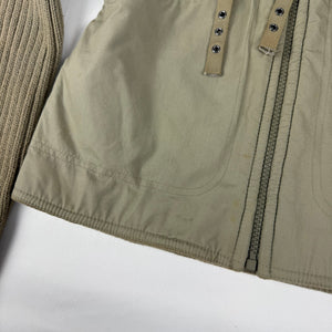 Khaki zip up cotton biker jacket (S)
