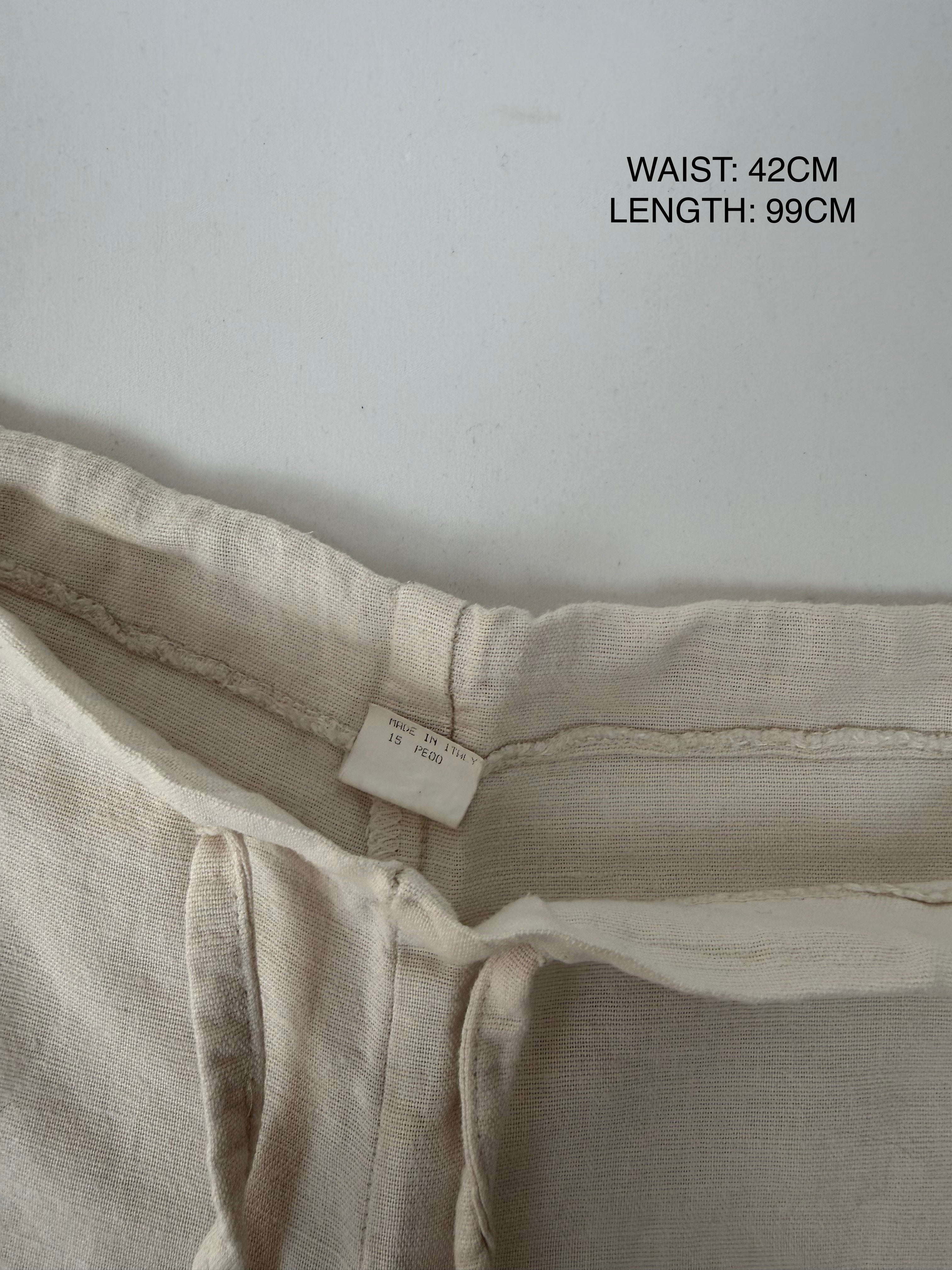 White linen baggy pants (M)