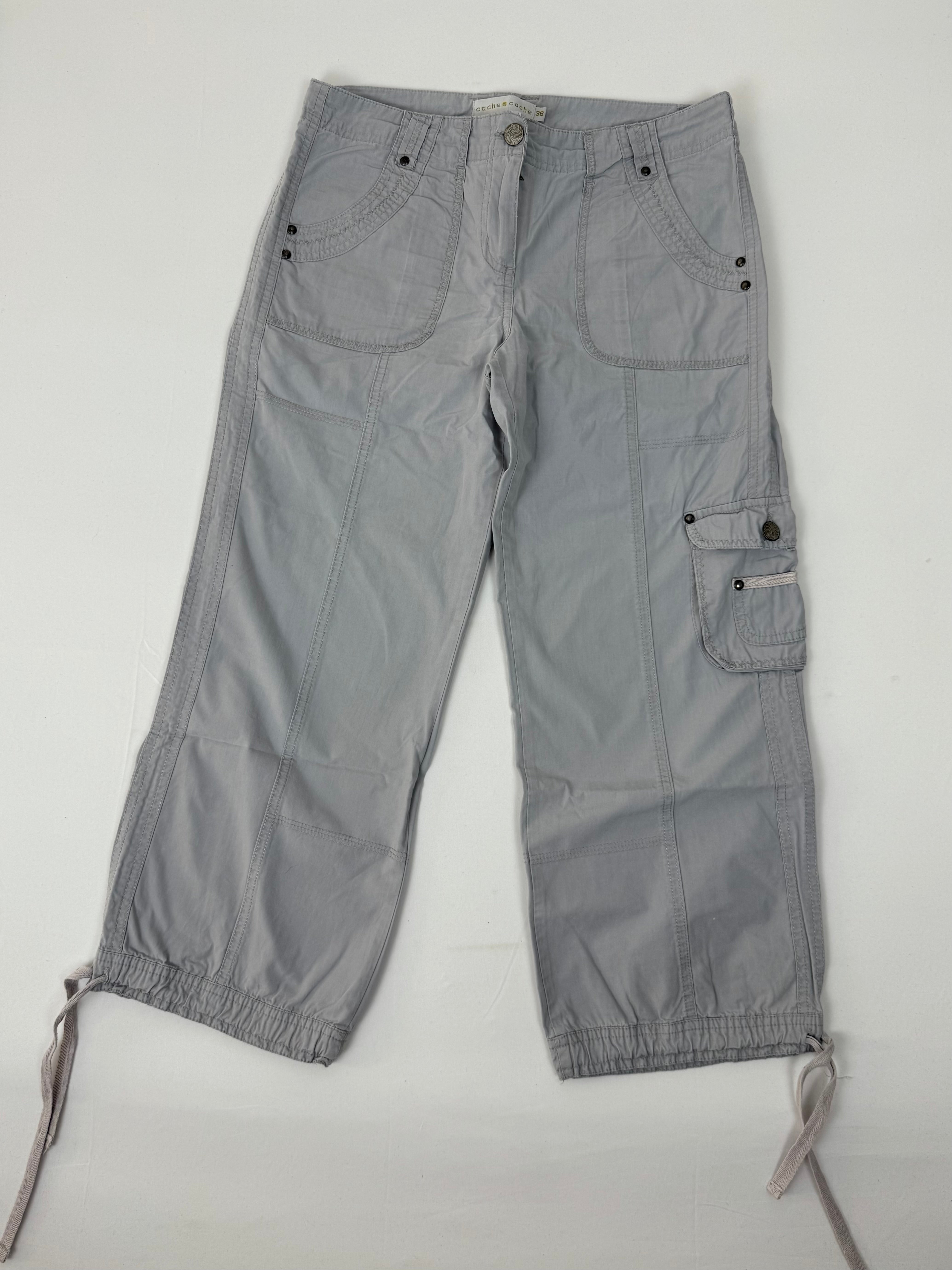 Grey cotton cargo capri pants (M)