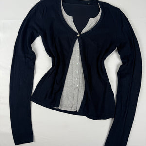 Black 2 in 1 cardigan + top (S)