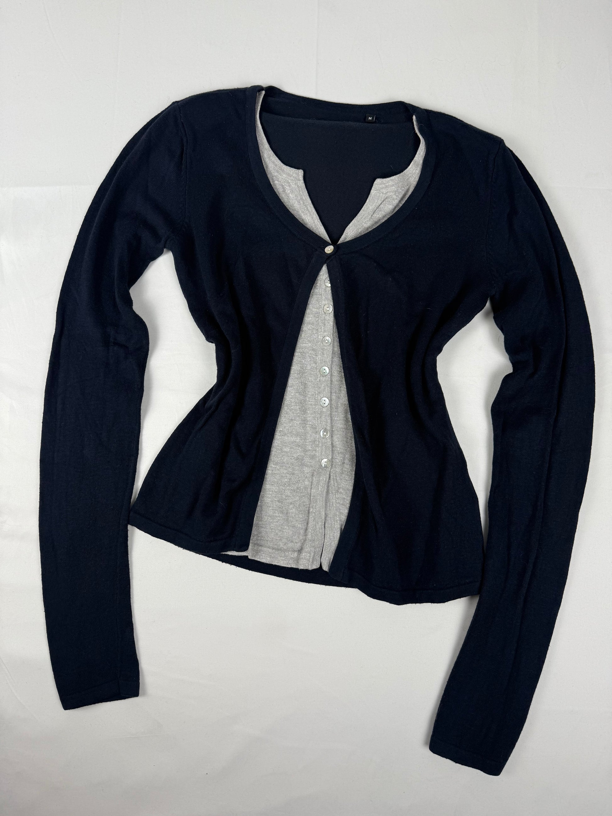 Black 2 in 1 cardigan + top (S)