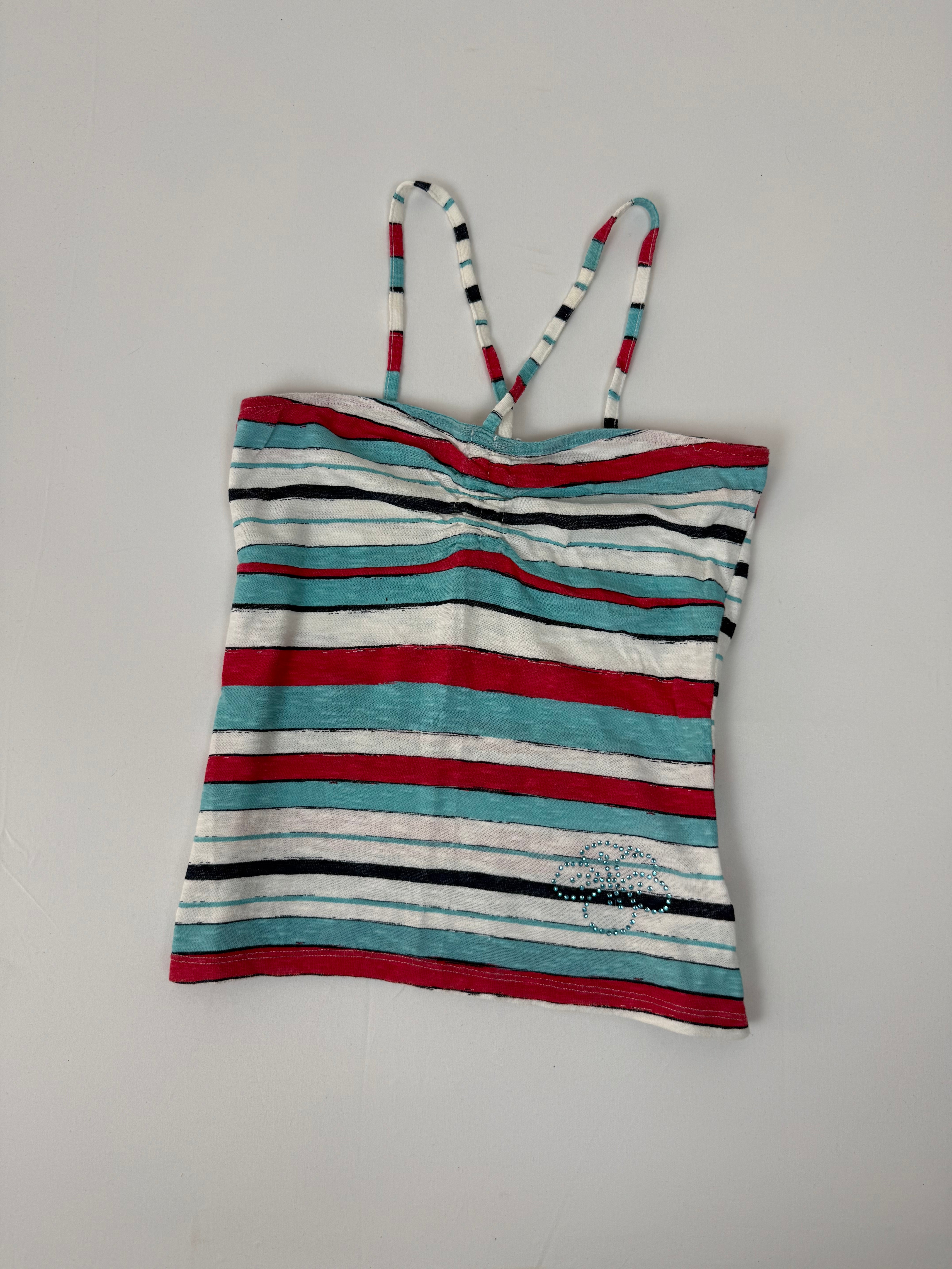 Blue striped cotton top (S)