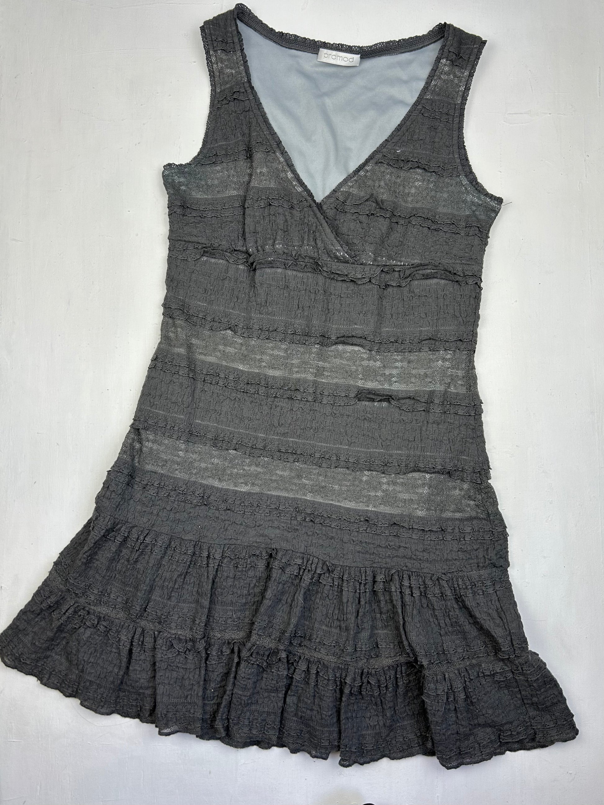 Grey pleated mini dress (M)