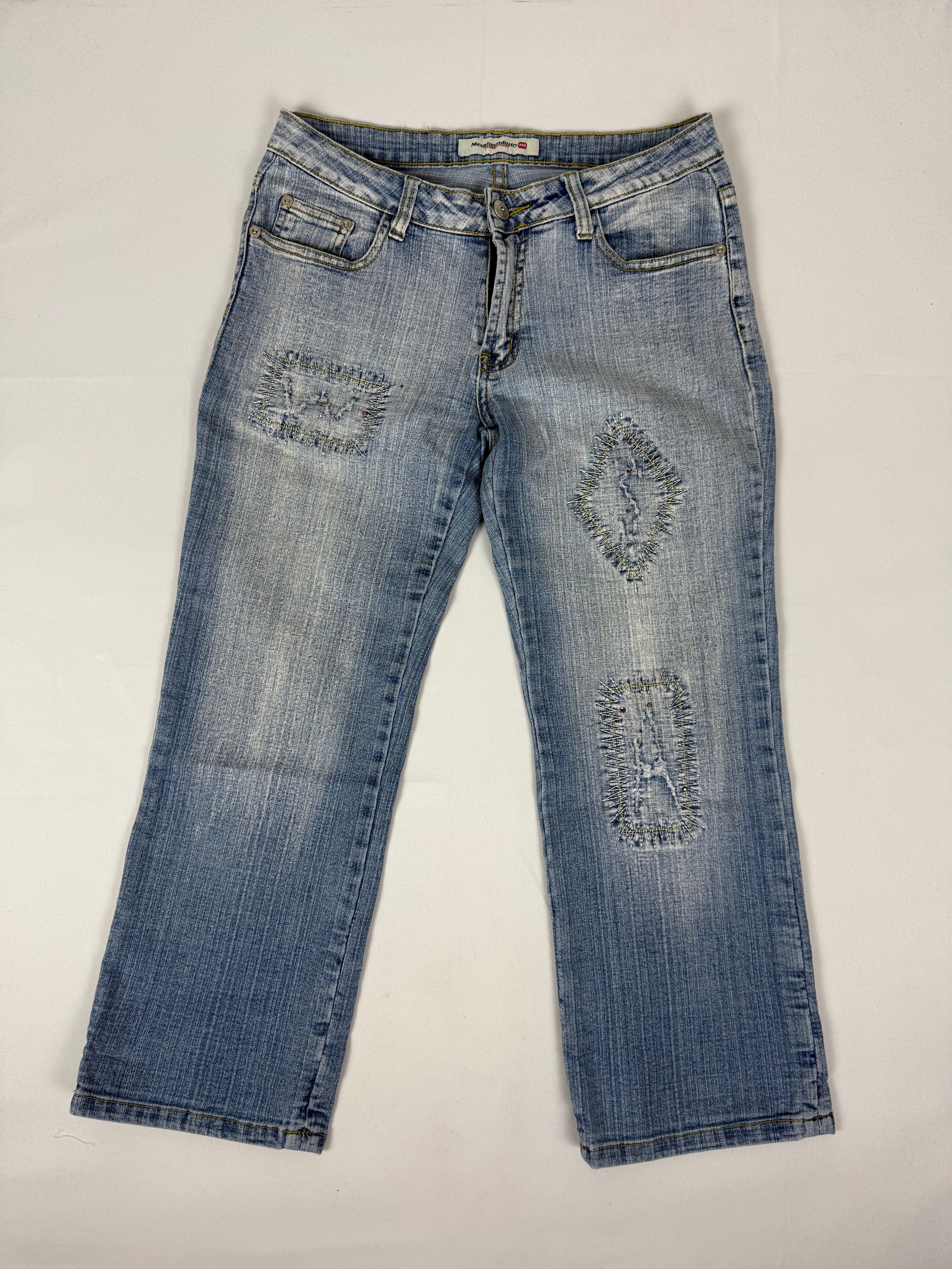 Blue denim low rise capri pants (M)