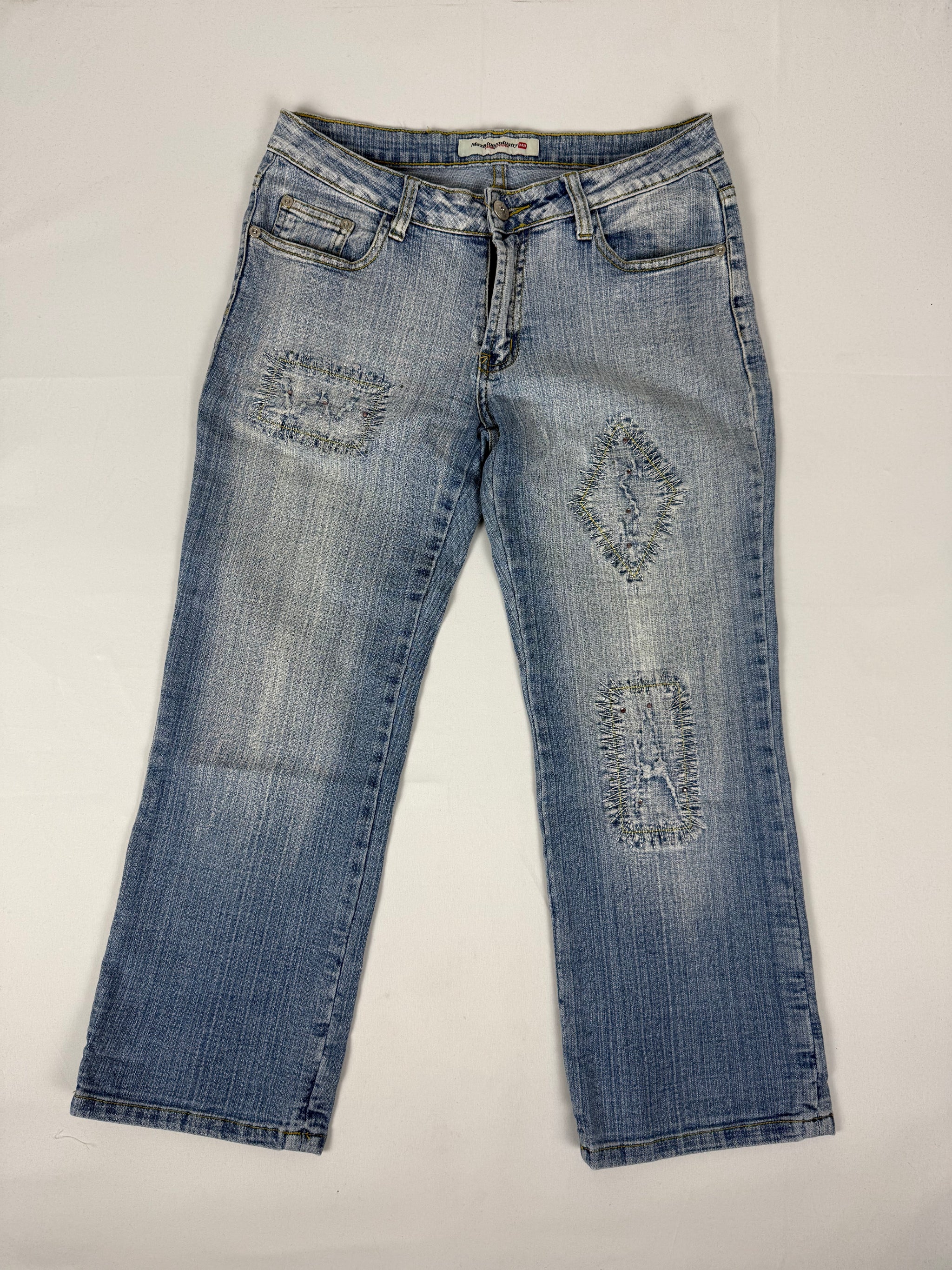 Blue denim low rise capri pants (M)