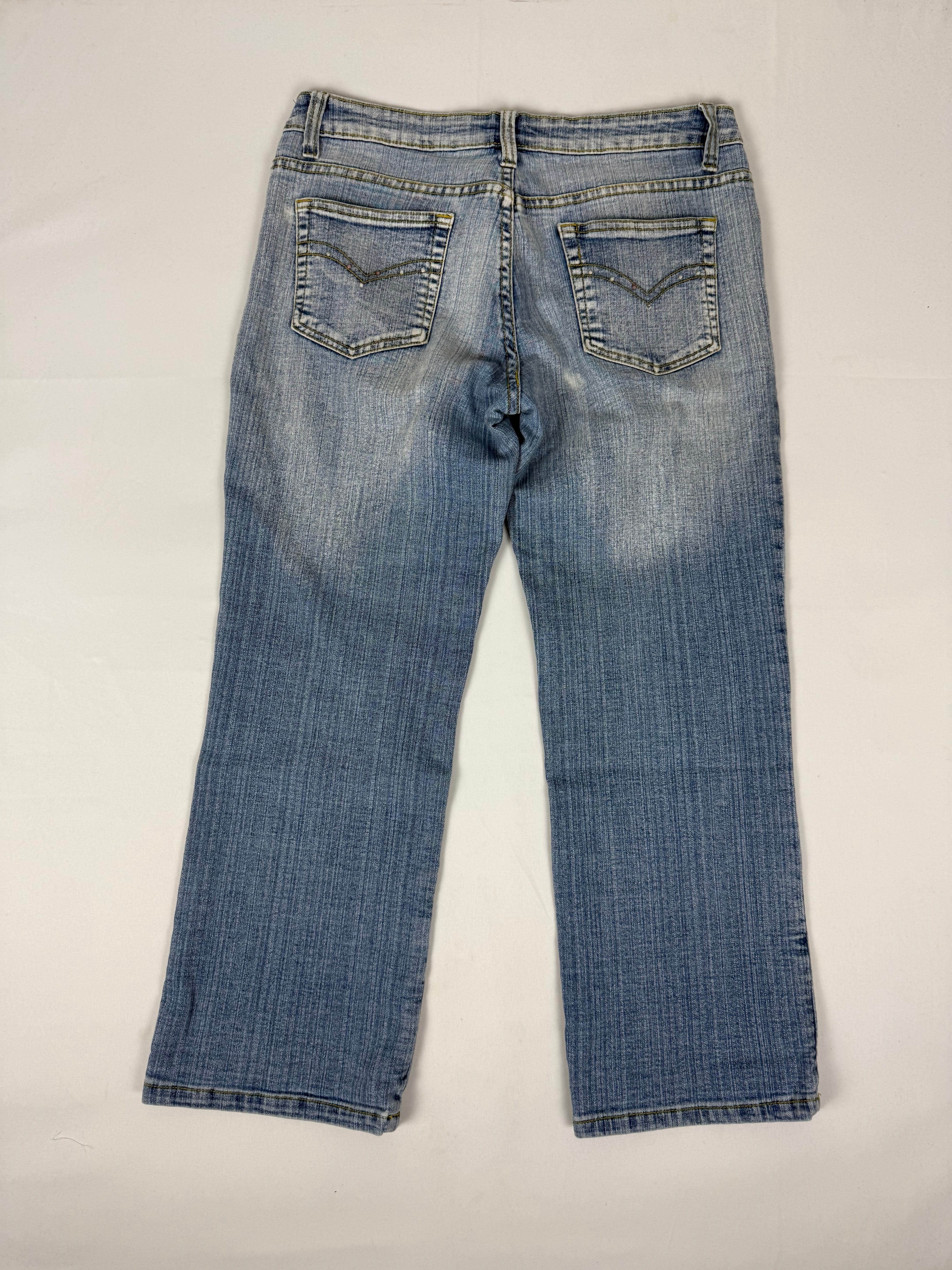 Blue denim low rise capri pants (M)