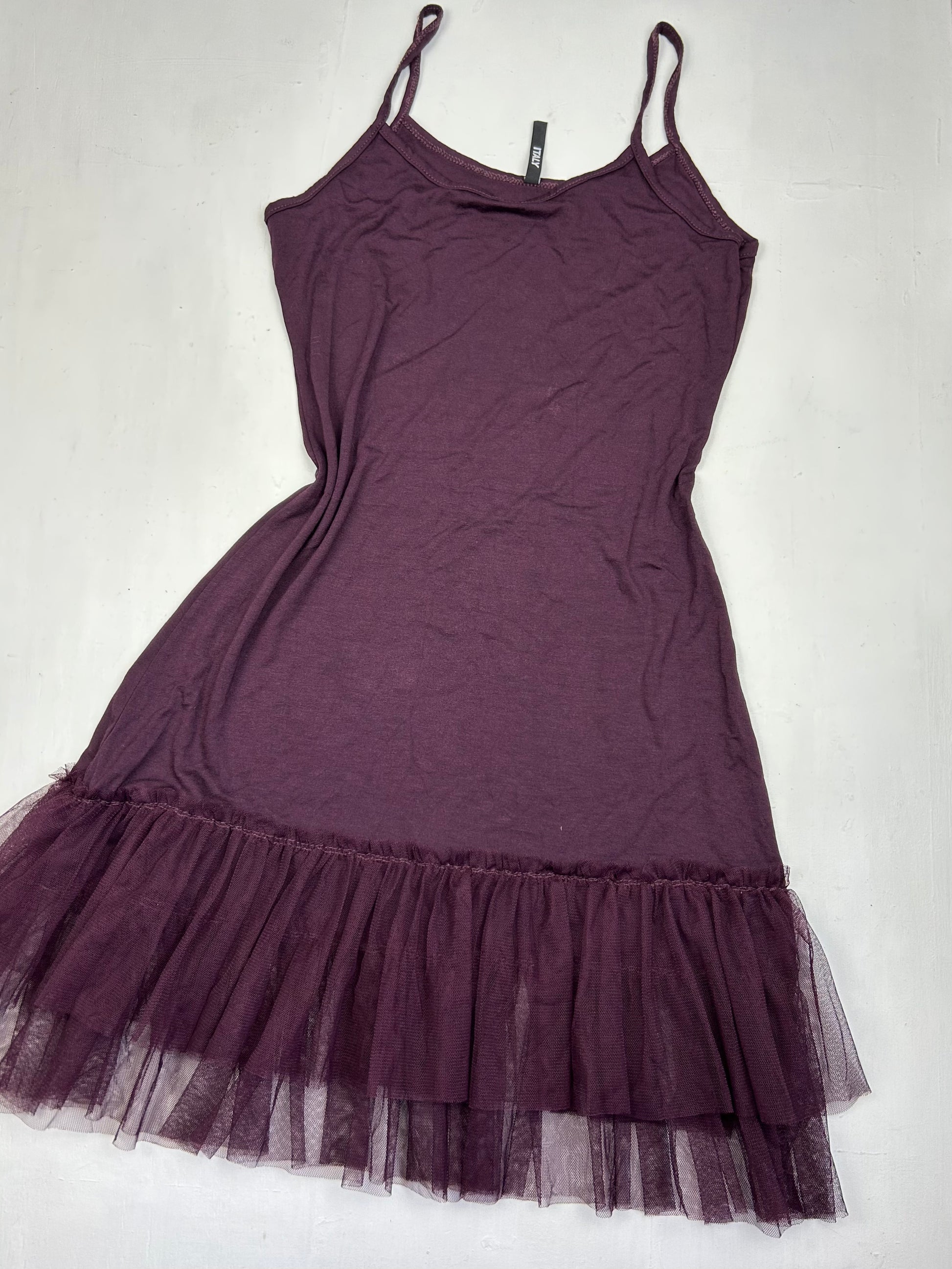 Purple stretchy pleated mini dress (S/M)