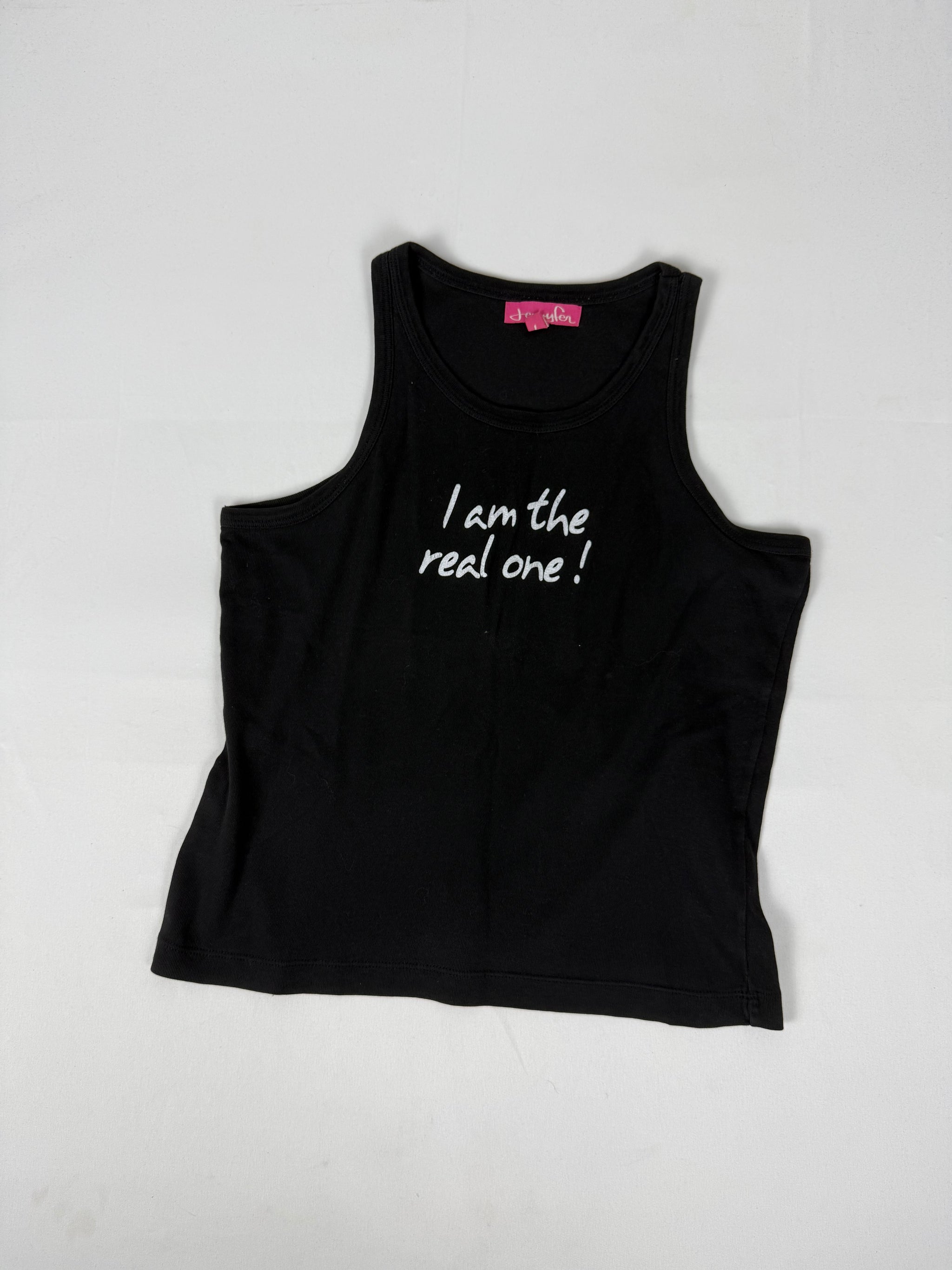 Black graphic 100% cotton tank top (L)