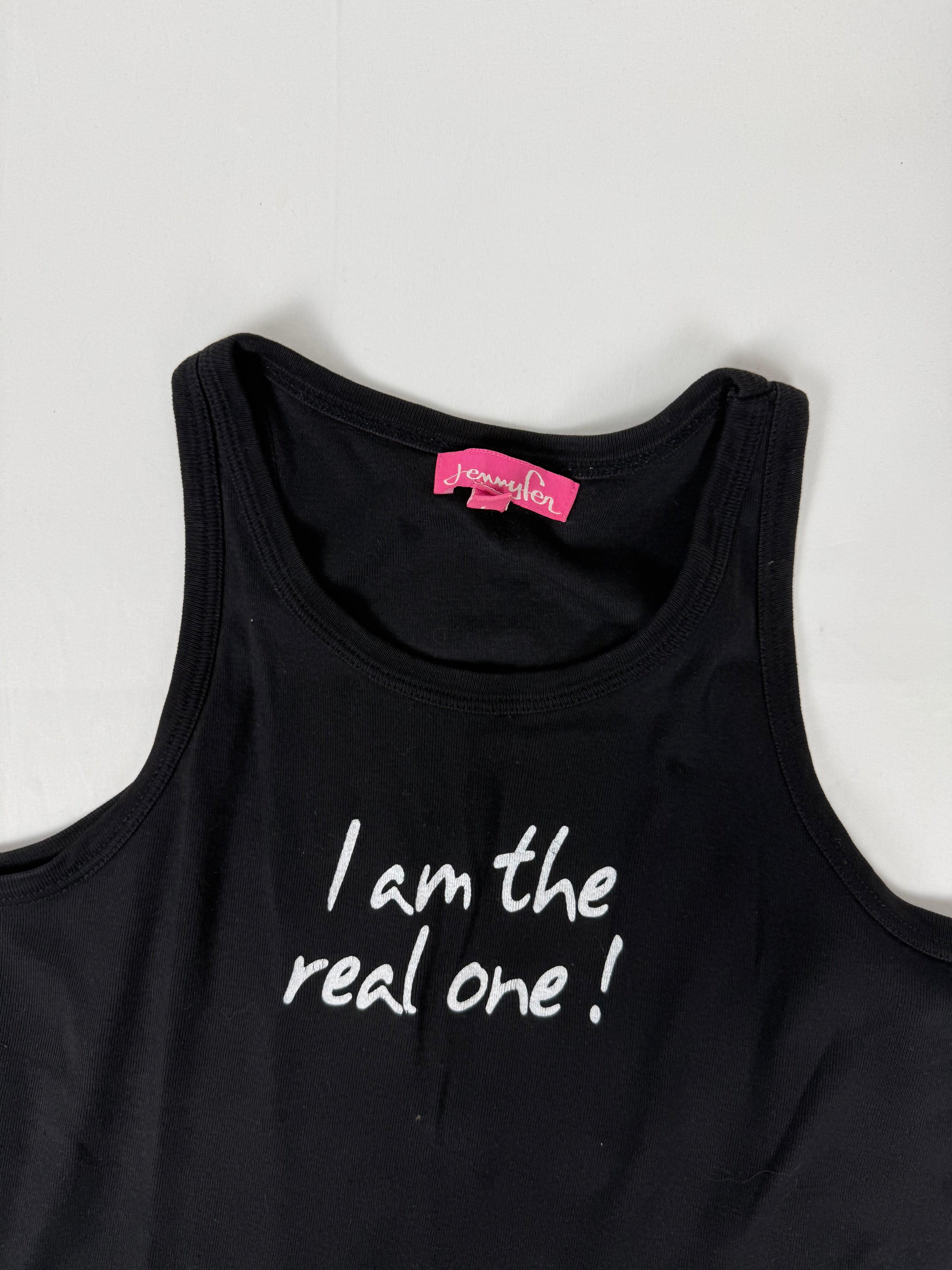 Black graphic 100% cotton tank top (L)