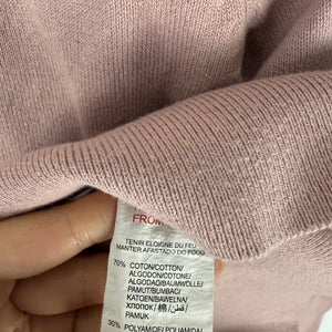 Pink V neck tight fit hooded jumper (XS/S)