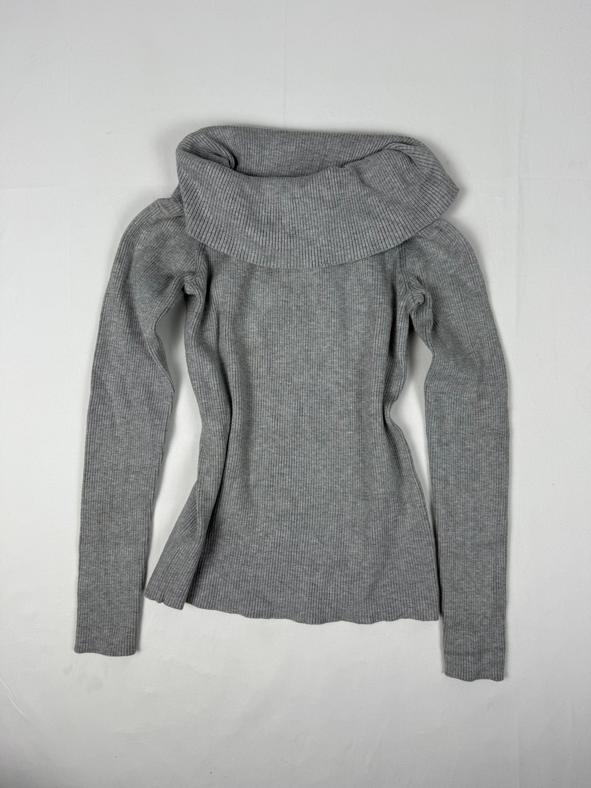 Grey ribbed turtleneck jumper (XS/S)