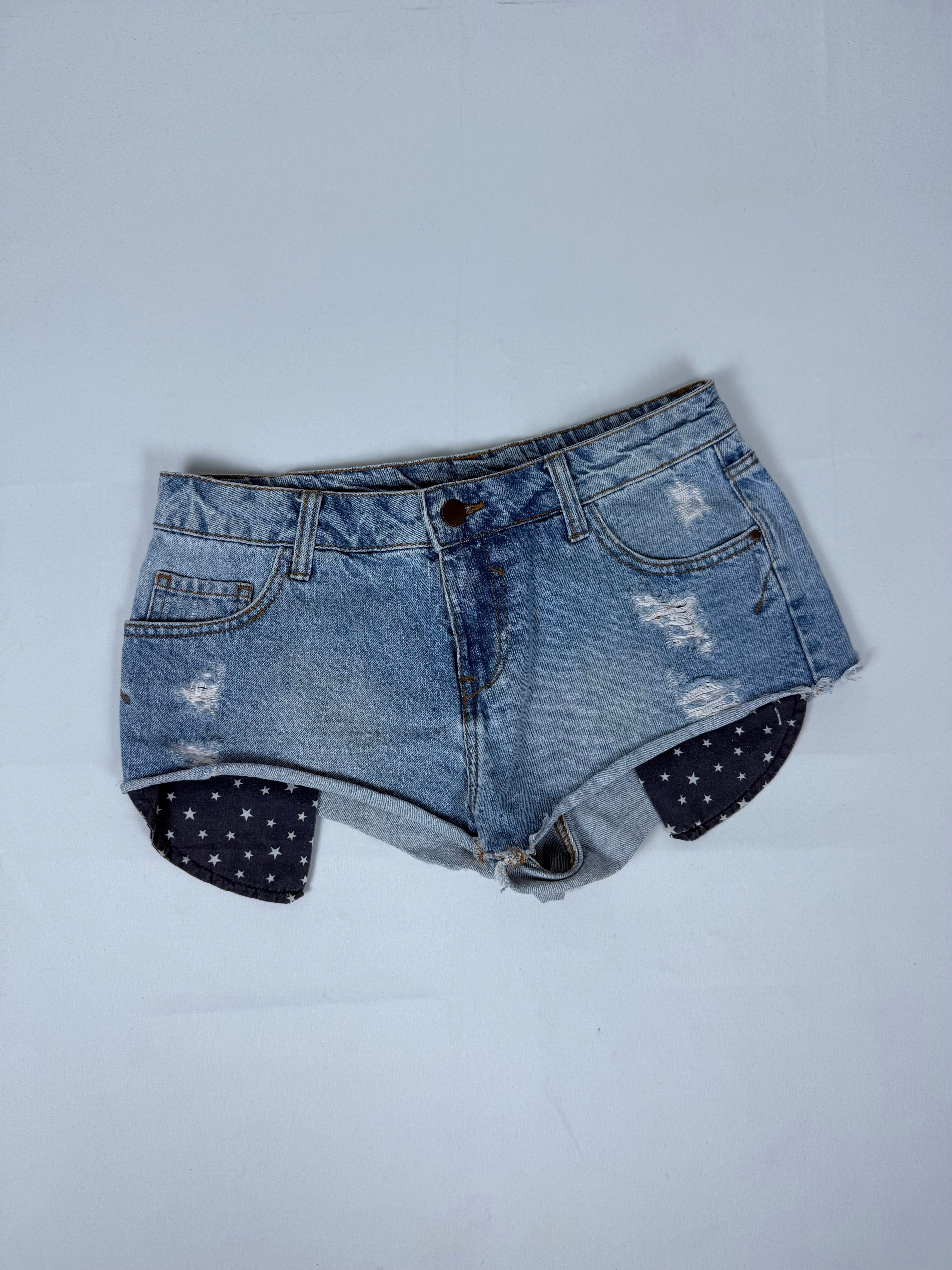 Blue denim low rise mini short (S/M)