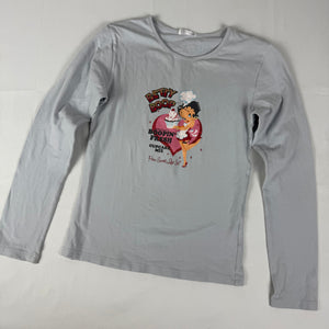 Baby blue cotton logo tight fit long sleeves top (S)