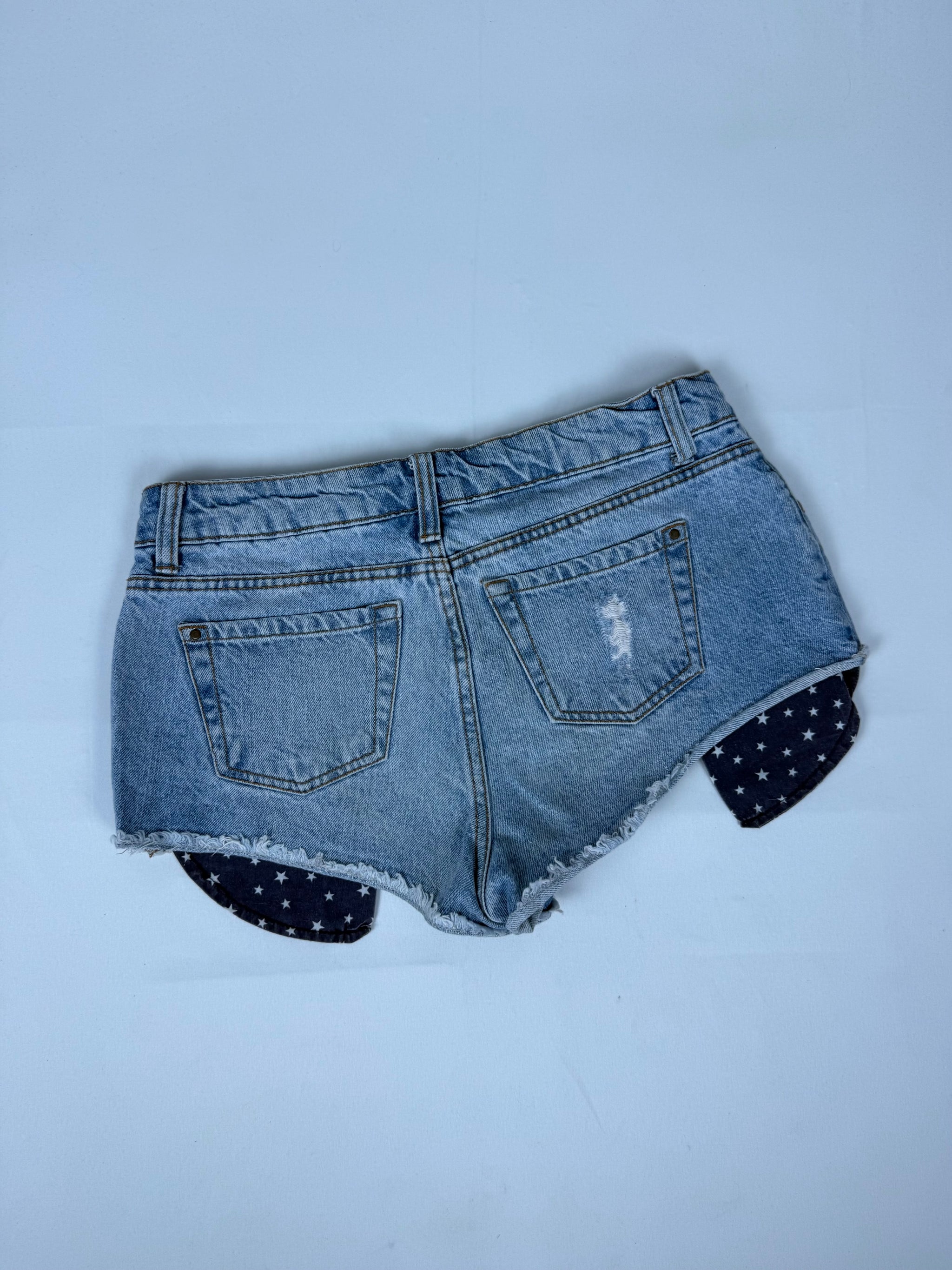 Blue denim low rise mini short (S/M)