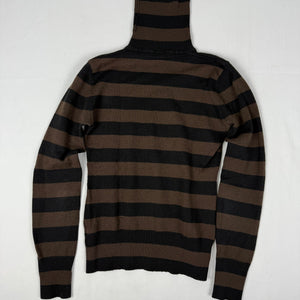 Brown striped turtleneck jumper (S)