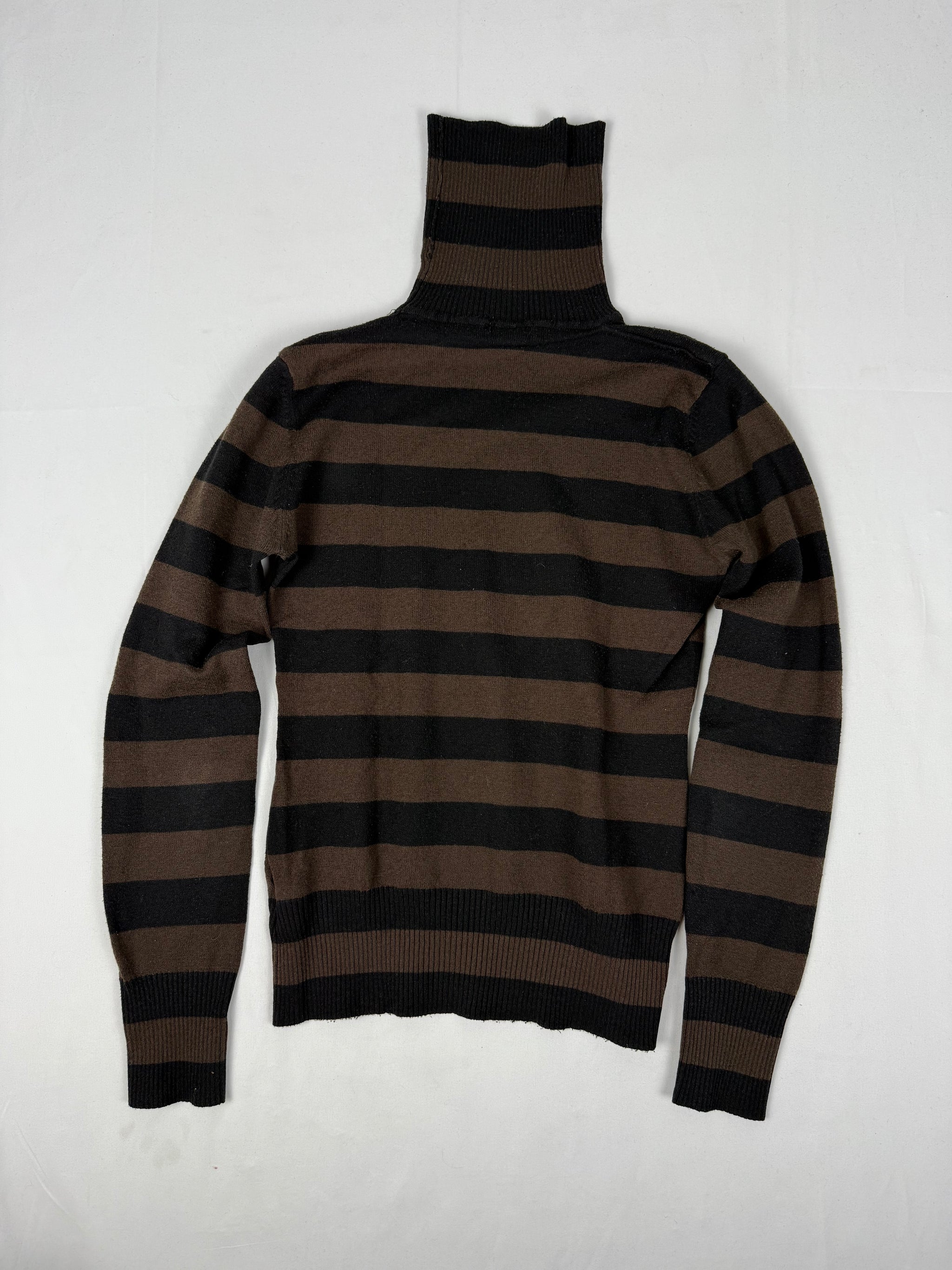 Brown striped turtleneck jumper (S)