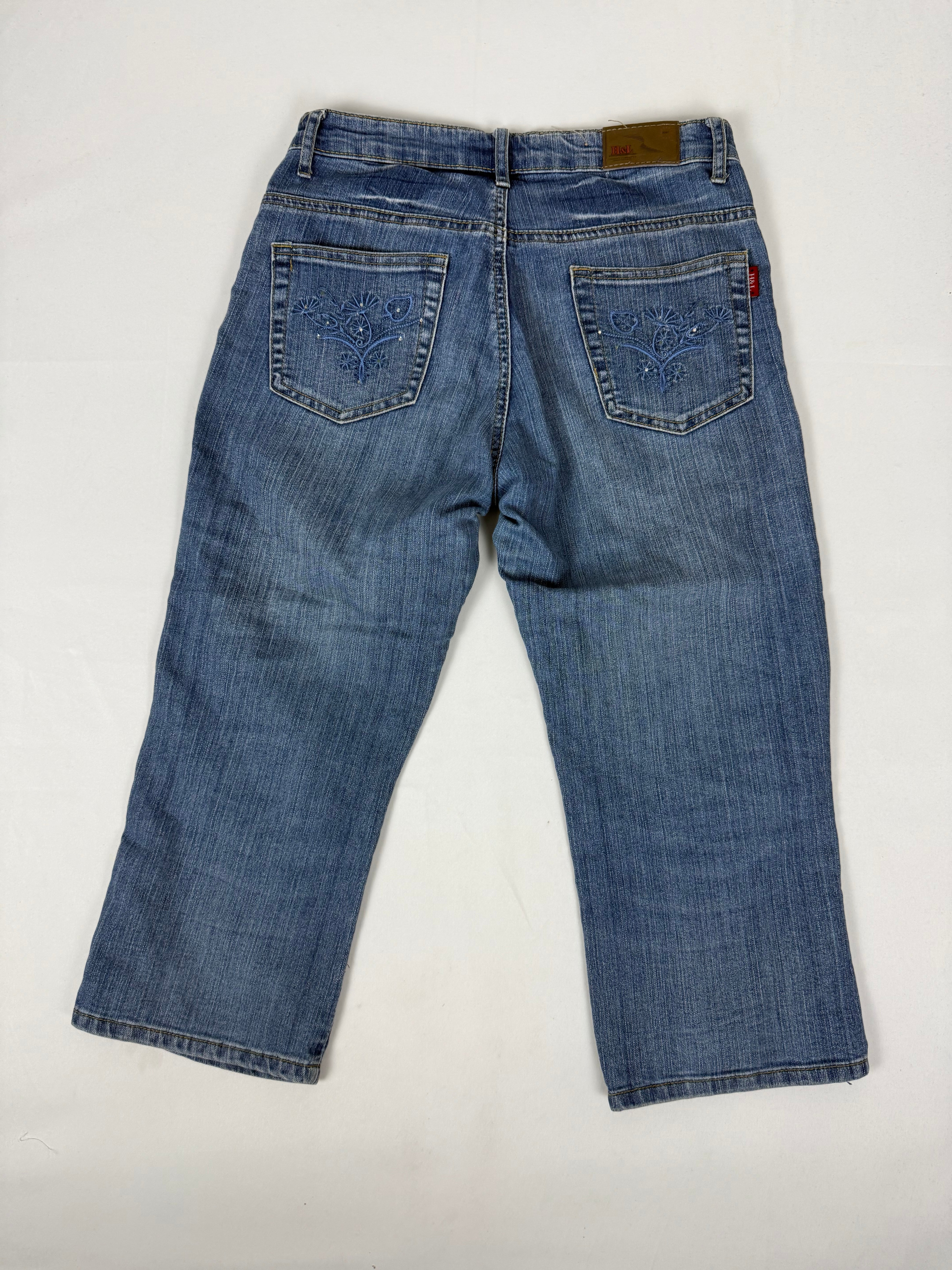 Blue denim low rise capri pants (S)