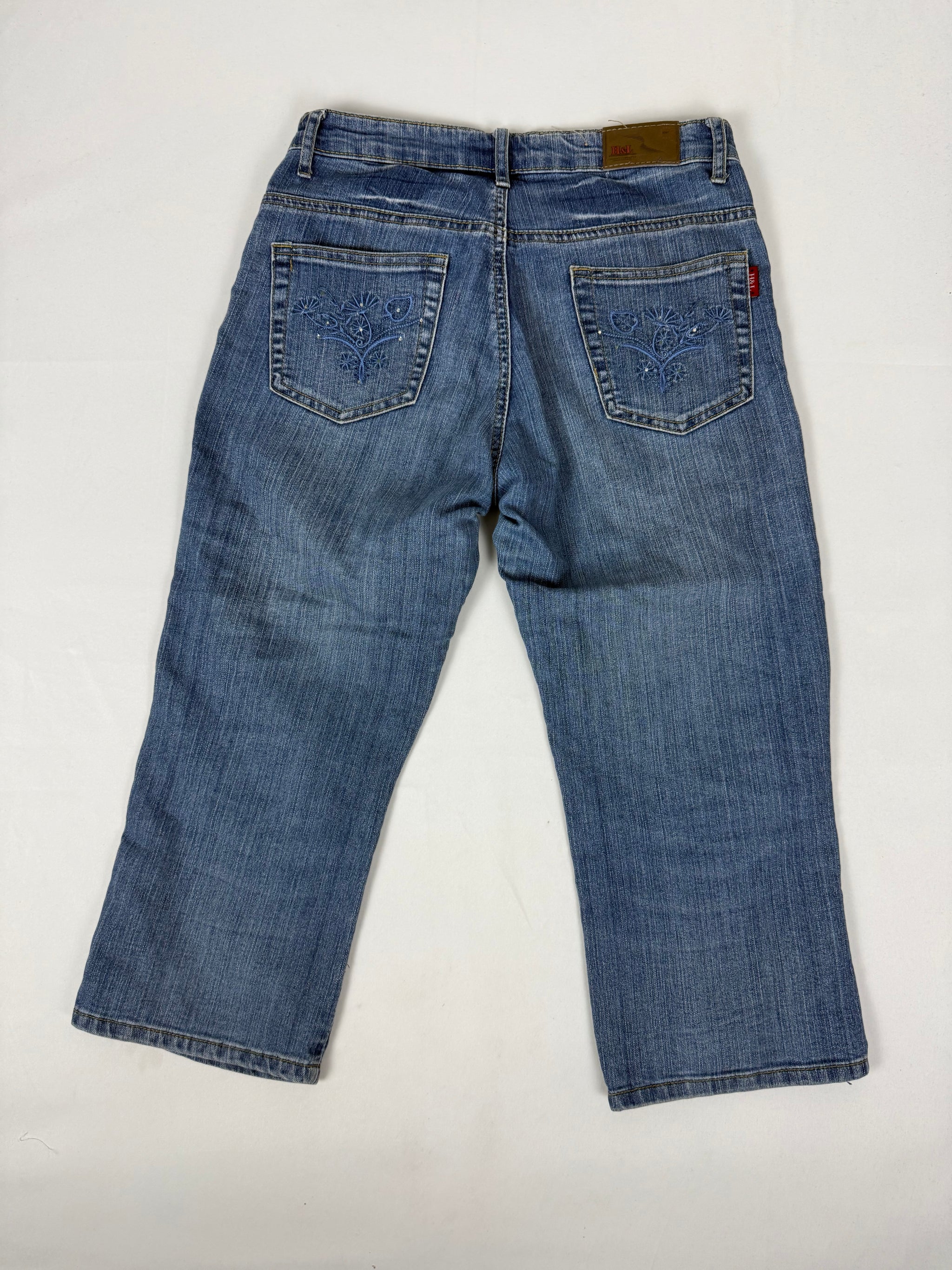 Blue denim low rise capri pants (S)