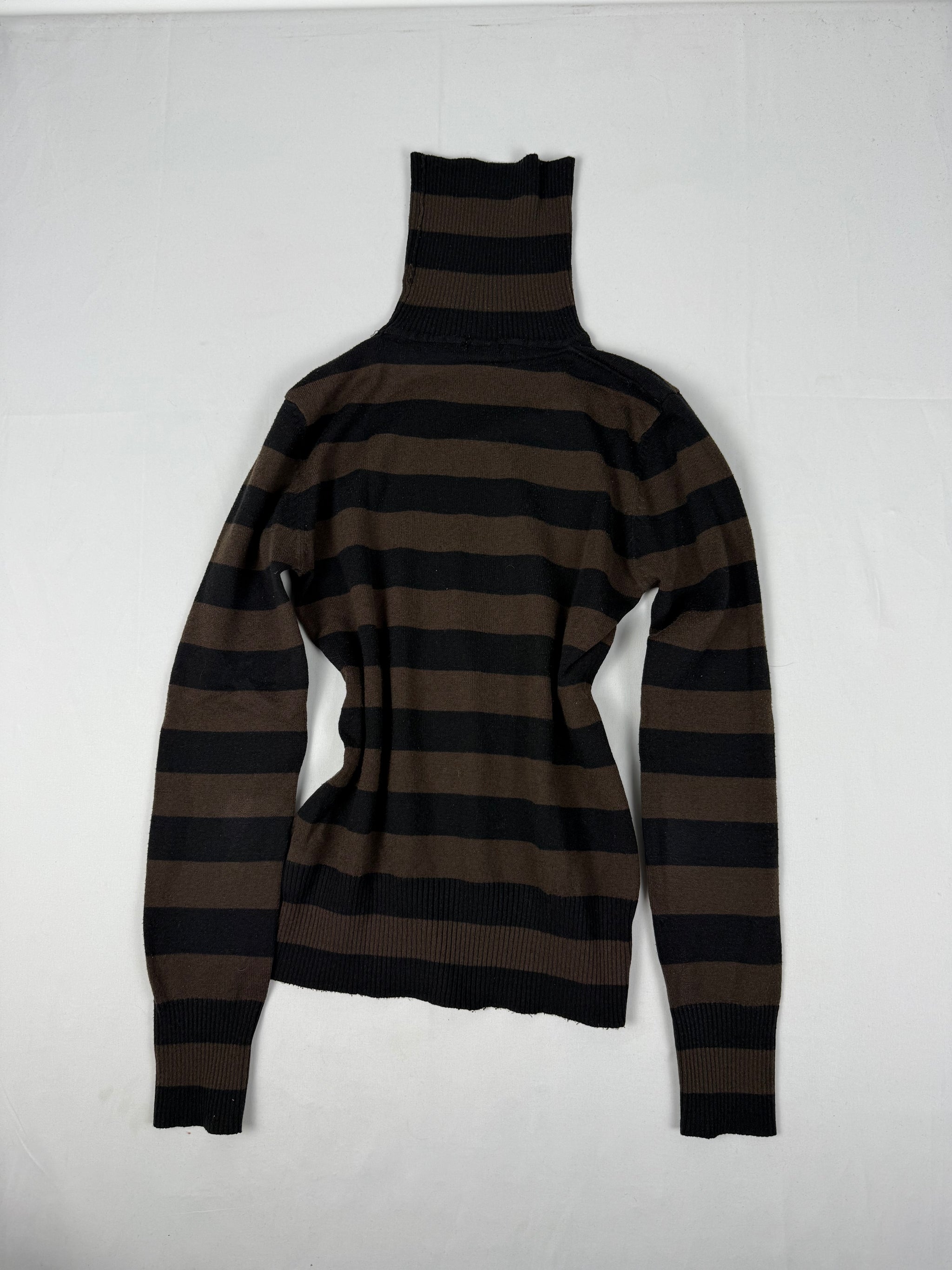 Brown striped turtleneck jumper (S)
