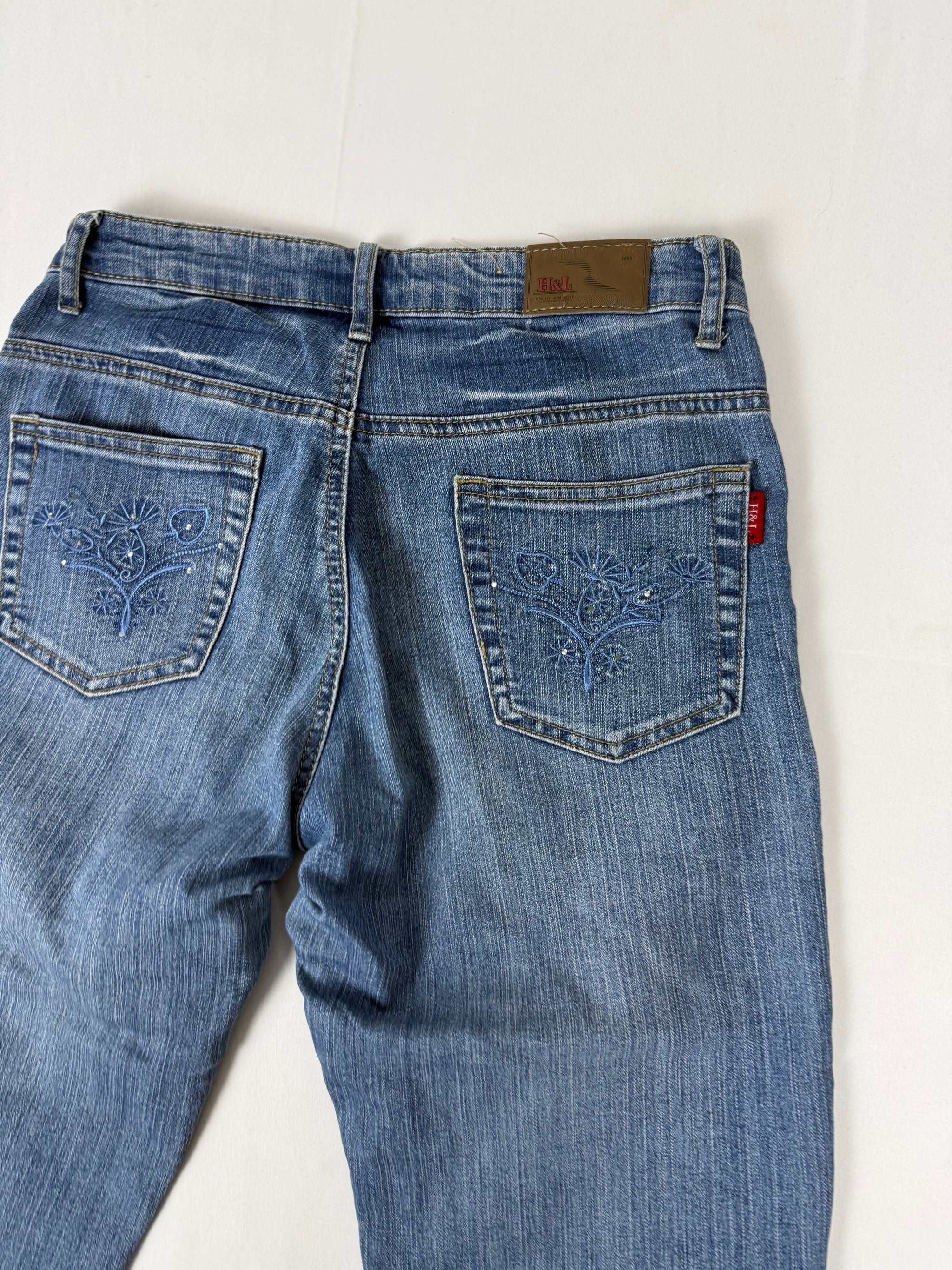 Blue denim low rise capri pants (S)