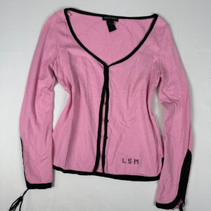 Pink lace up cardigan jumper (L)