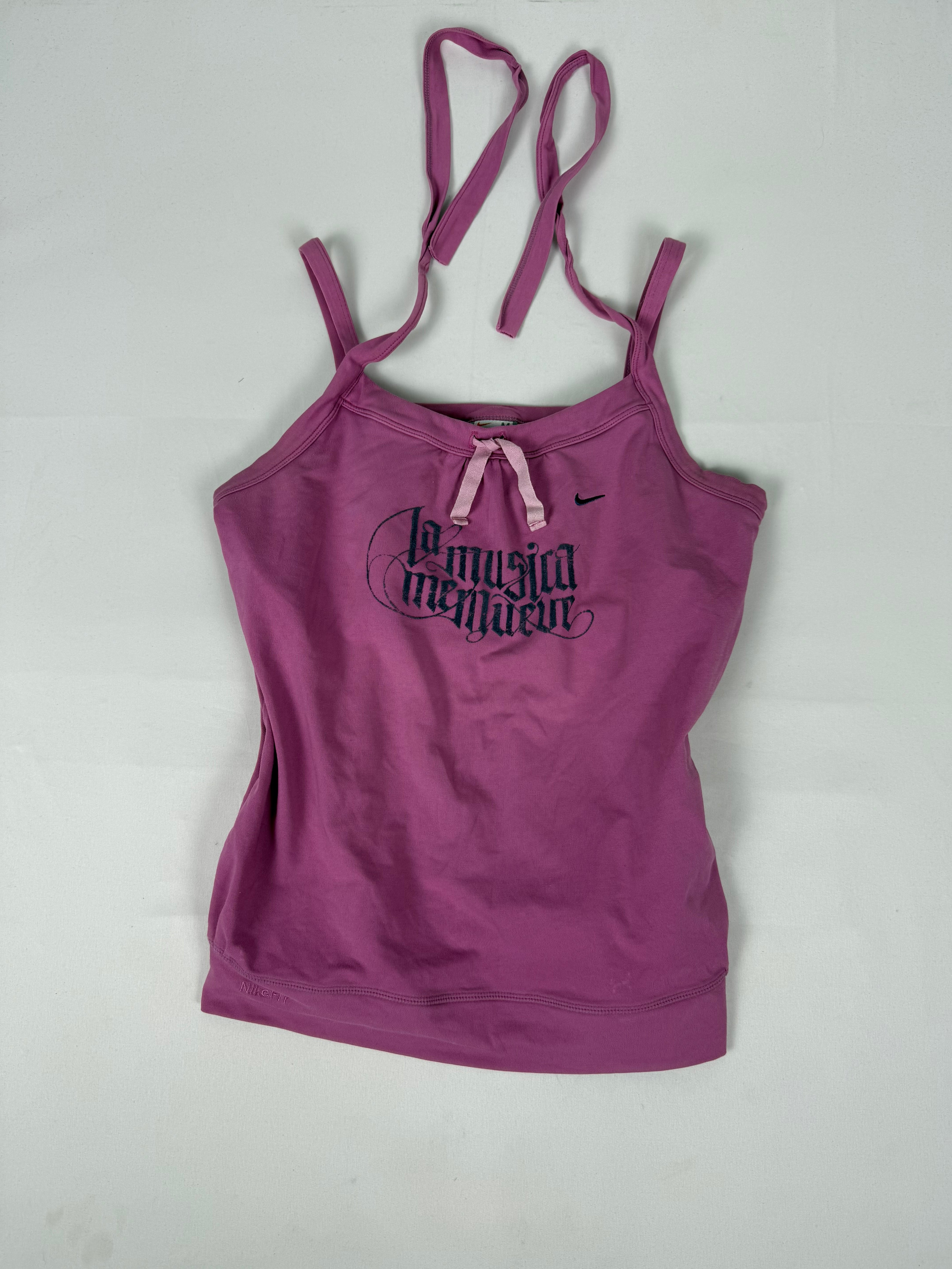 Pink activewear top with built-in bra (M)