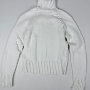 White zip up high neck cotton jumper (S/M)