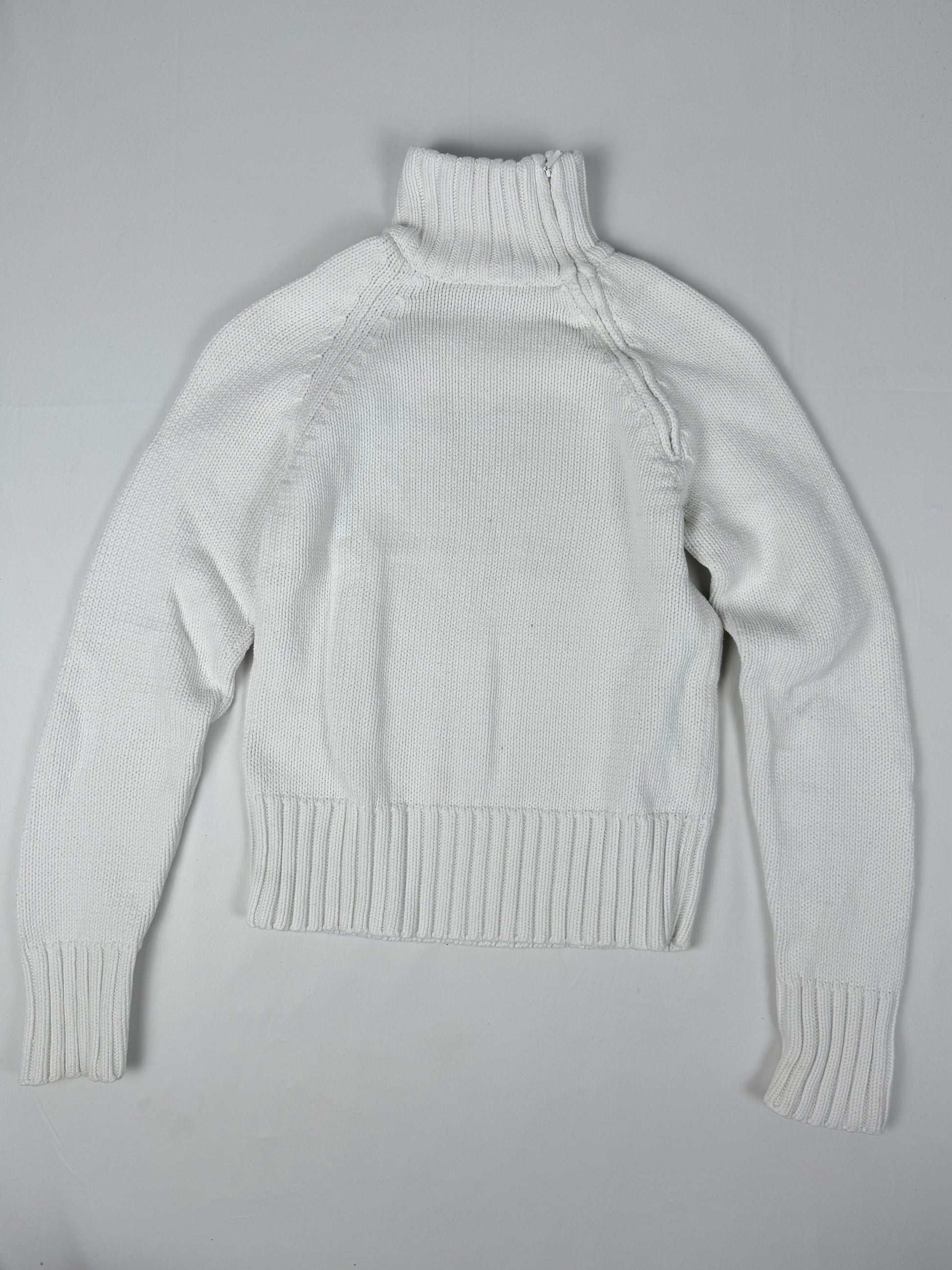 White zip up high neck cotton jumper (S/M)