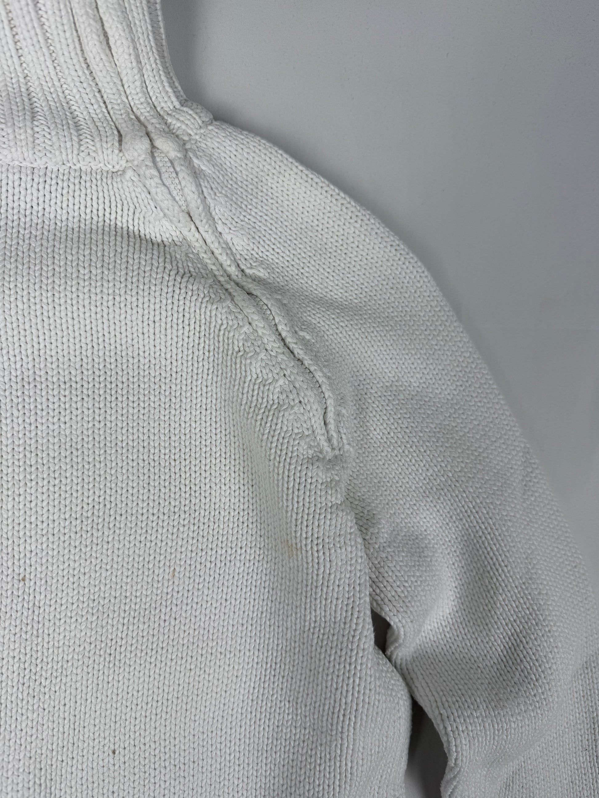 White zip up high neck cotton jumper (S/M)