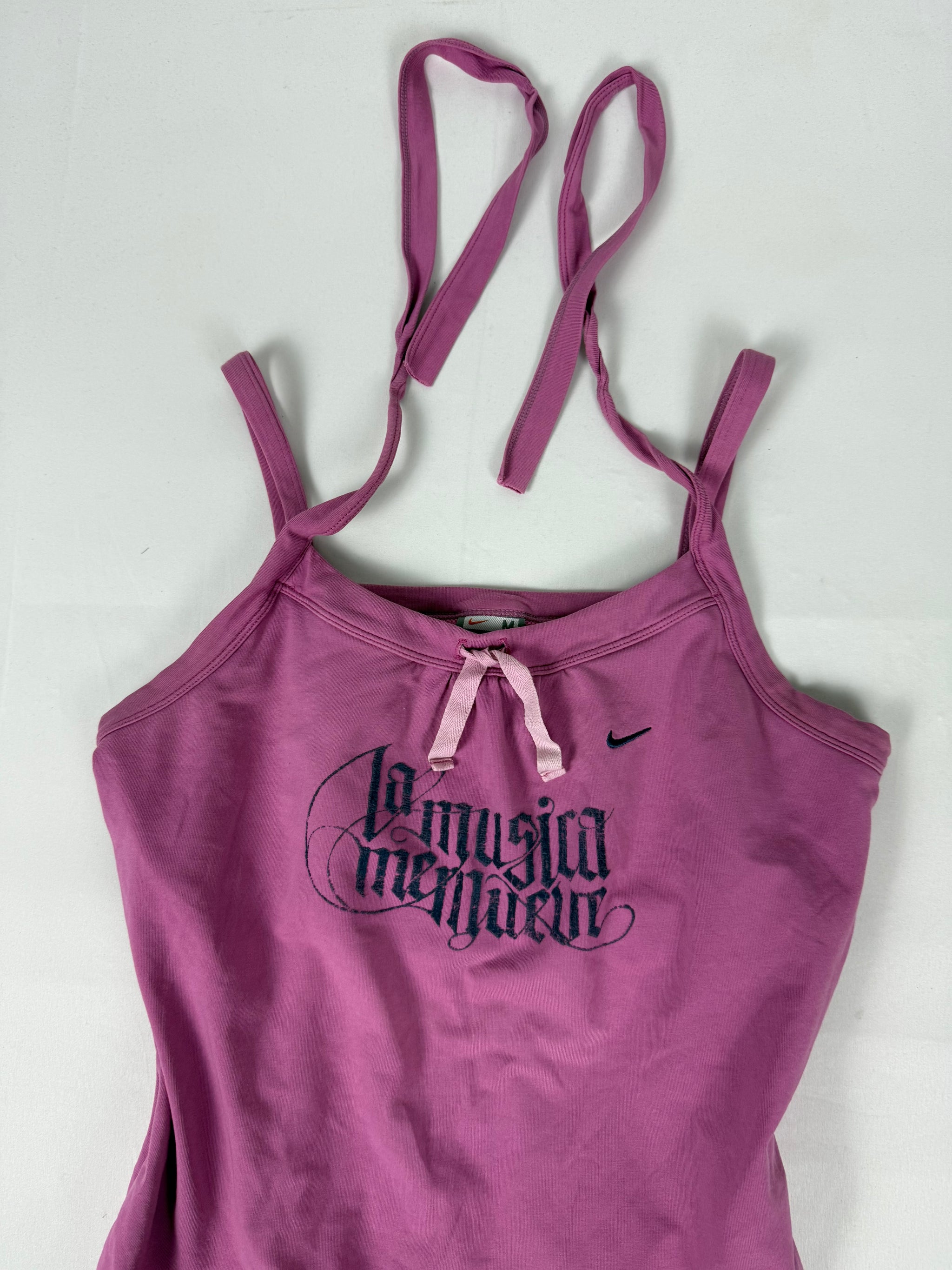 Pink activewear top with built-in bra (M)