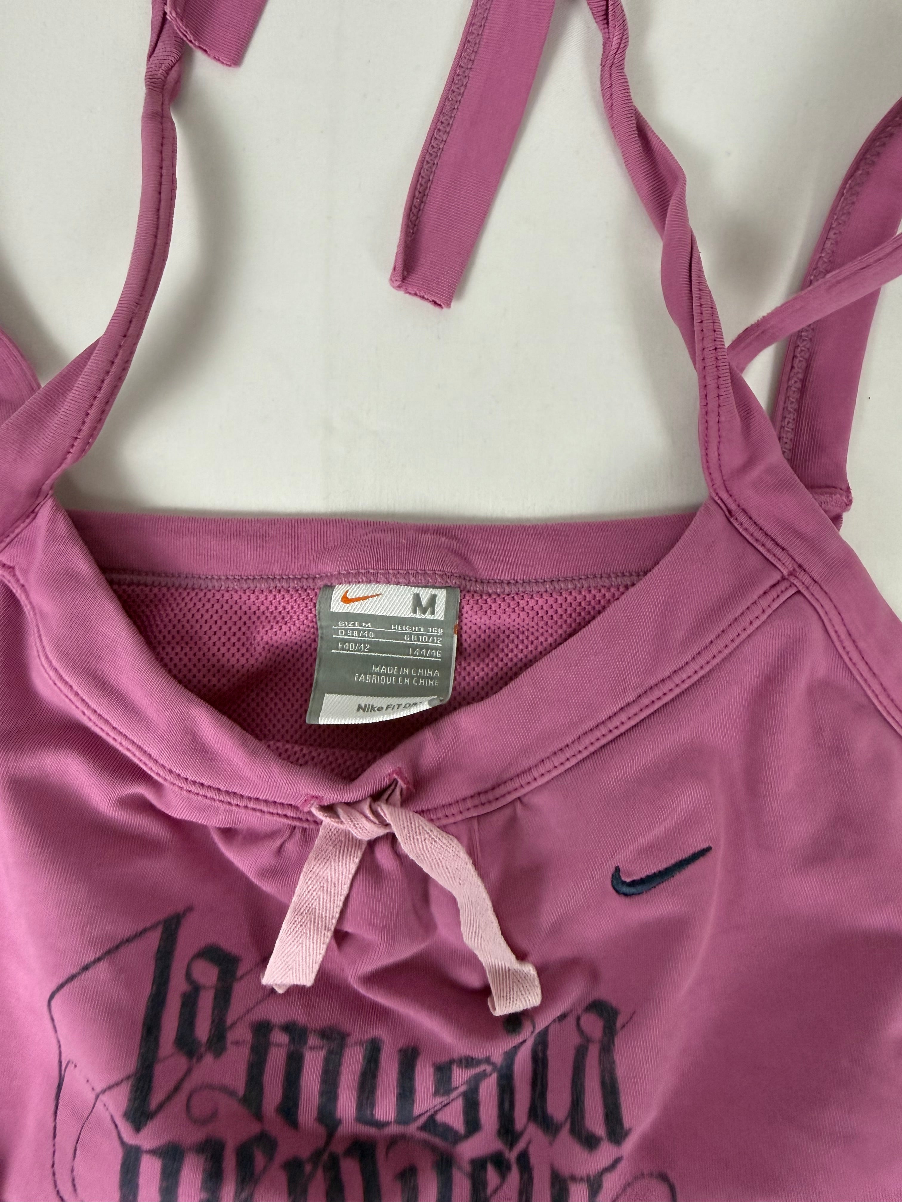 Pink activewear top with built-in bra (M)