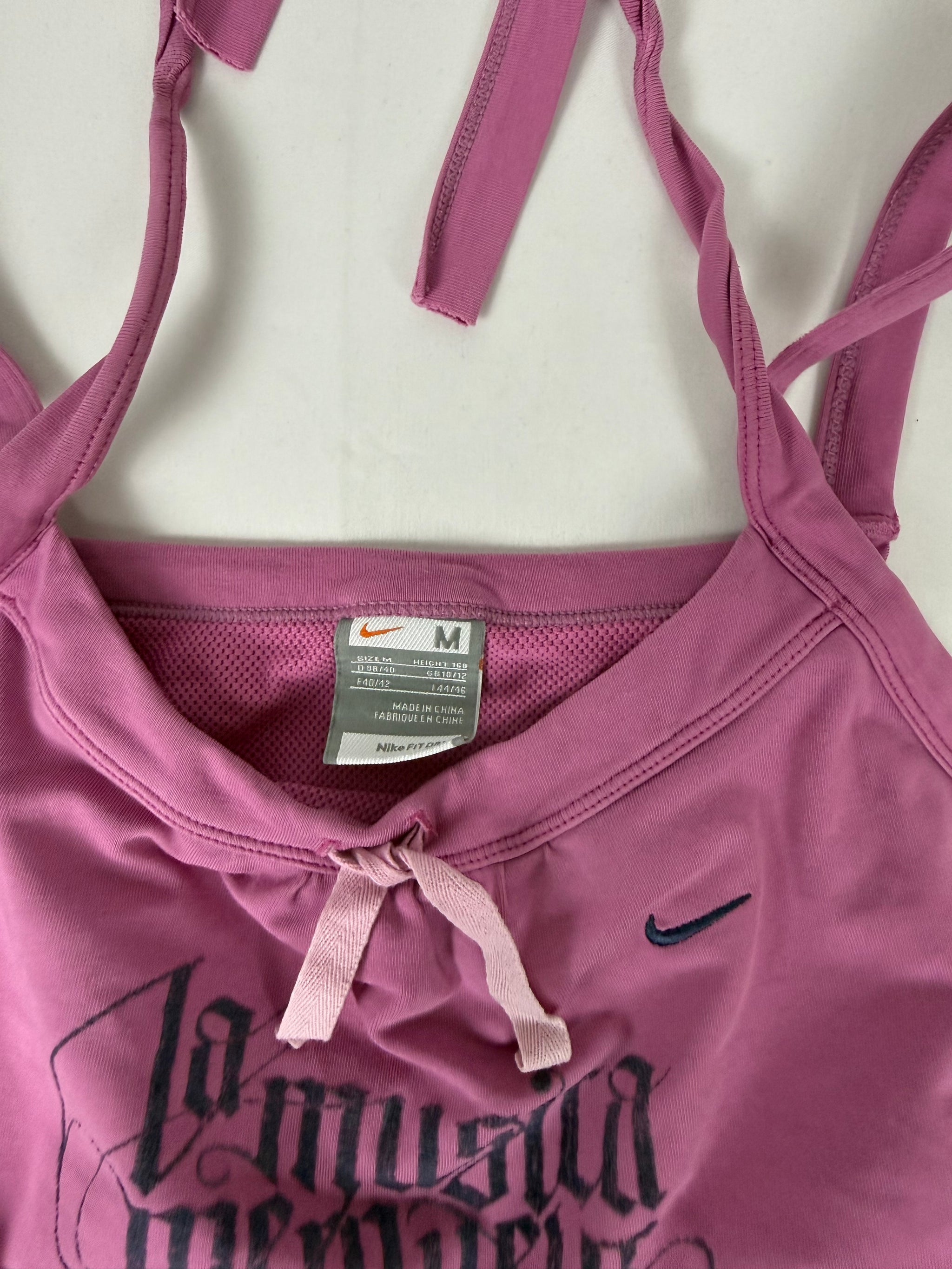 Pink activewear top with built-in bra (M)