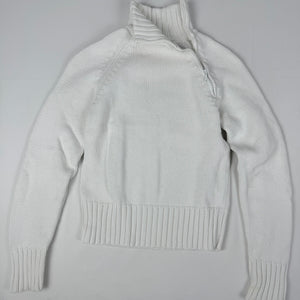 White zip up high neck cotton jumper (S/M)