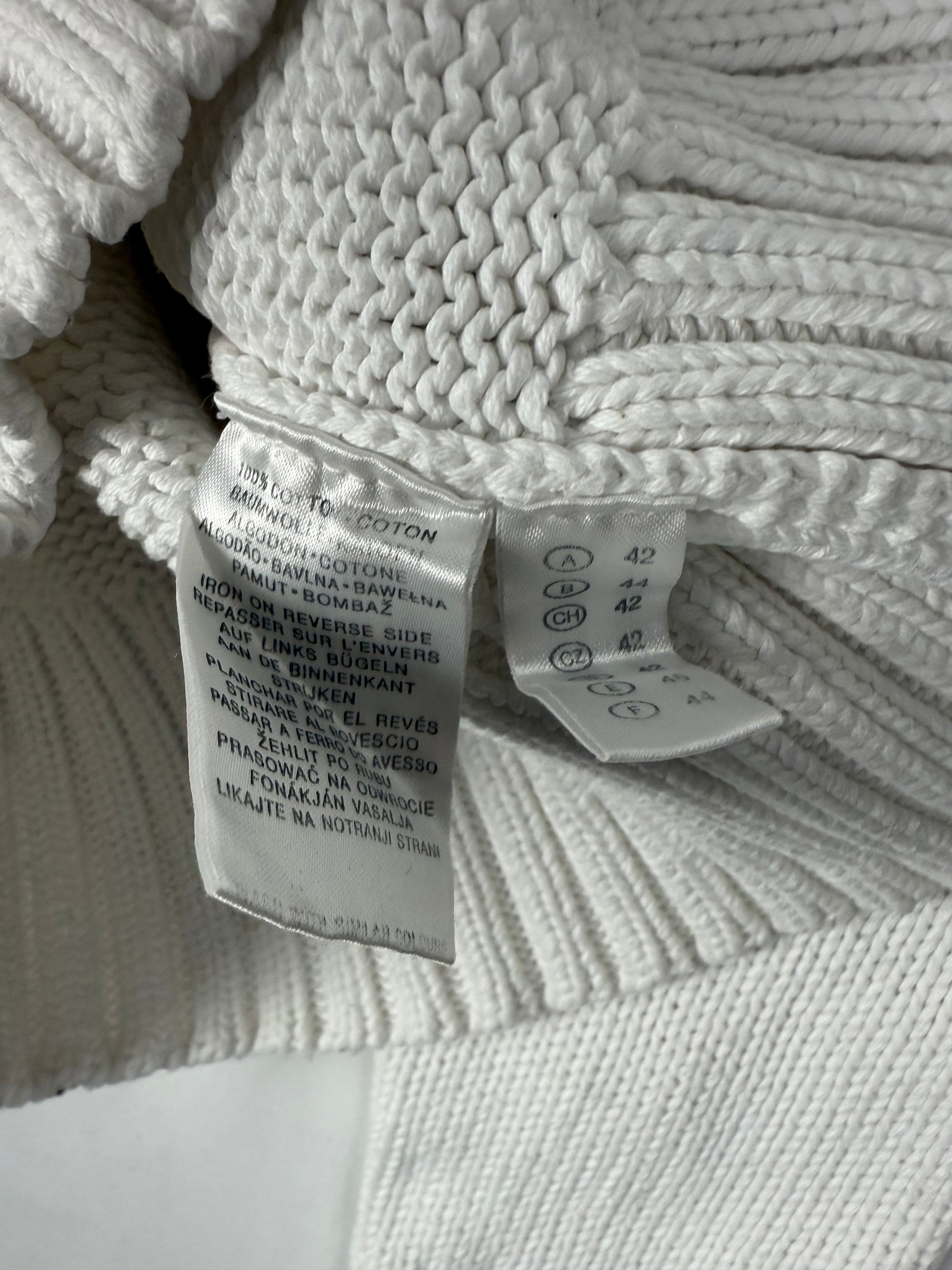 White zip up high neck cotton jumper (S/M)