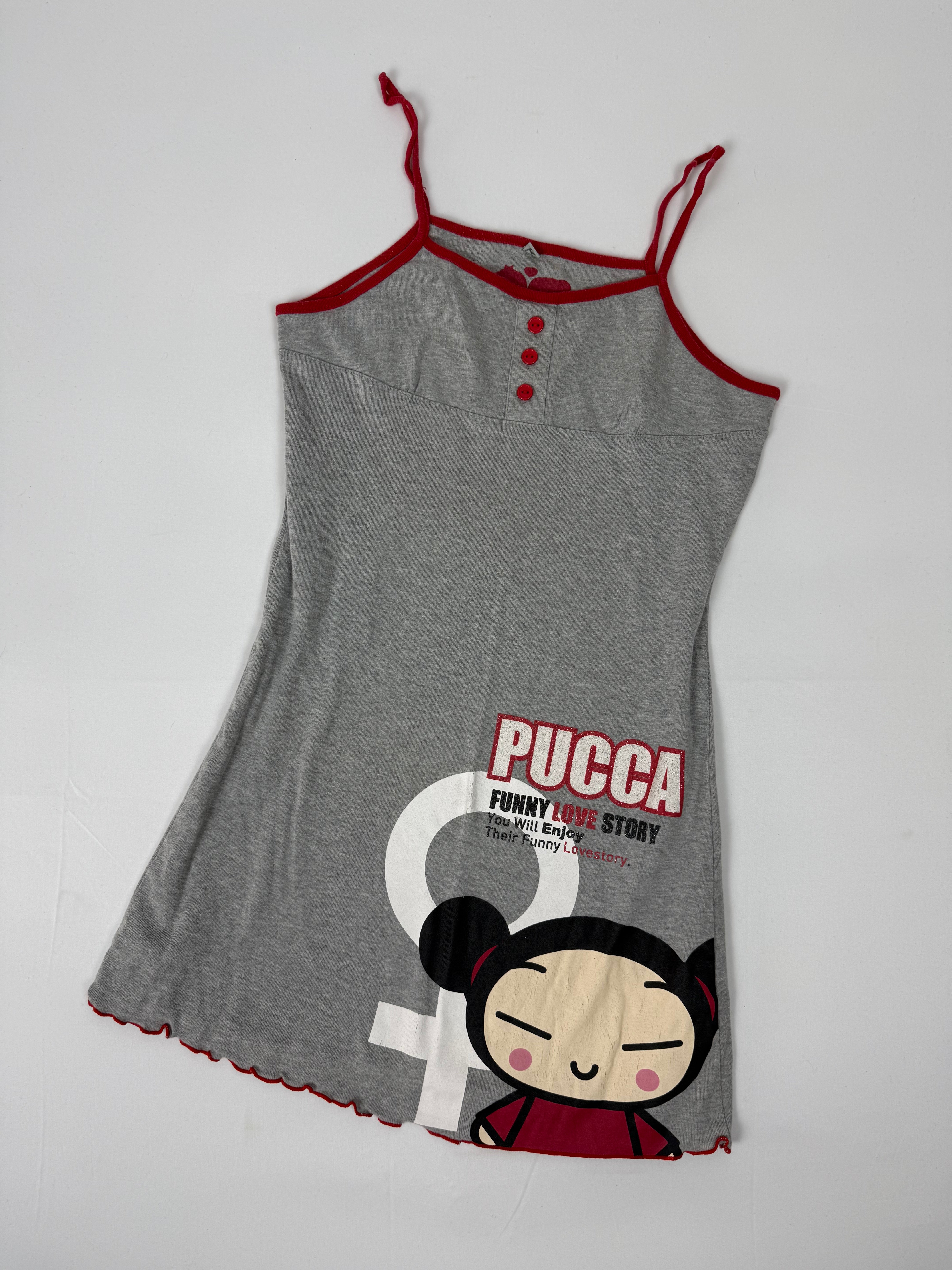 Grey cotton graphic mini dress (S)