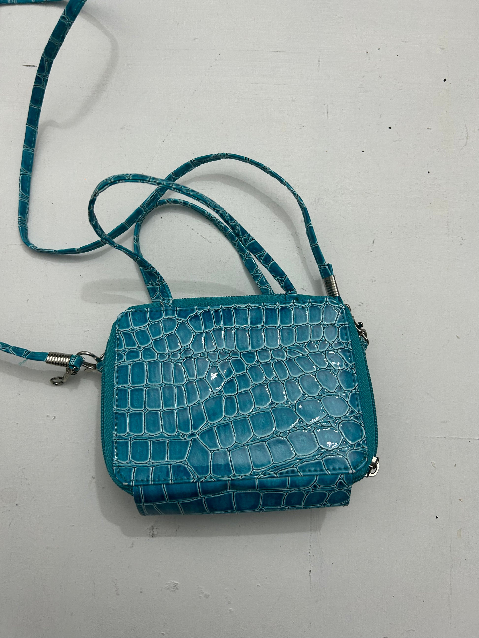 Blue croco  y2k mini wallet bag