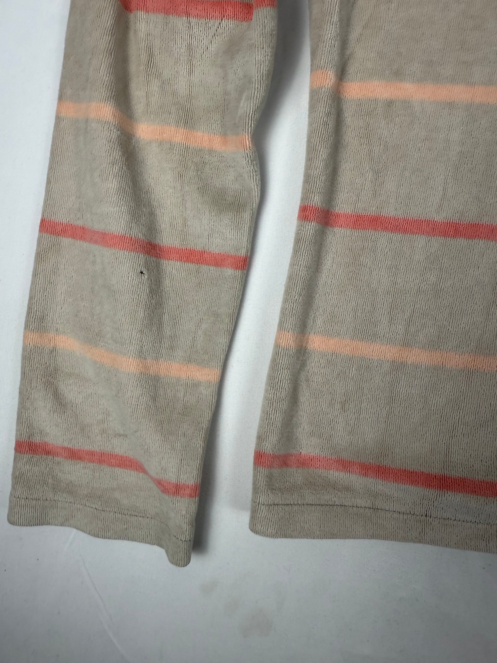 Beige striped velvet zip up hoodie (S/M)