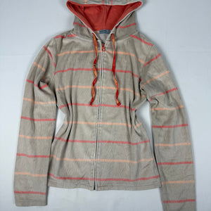 Beige striped velvet zip up hoodie (S/M)