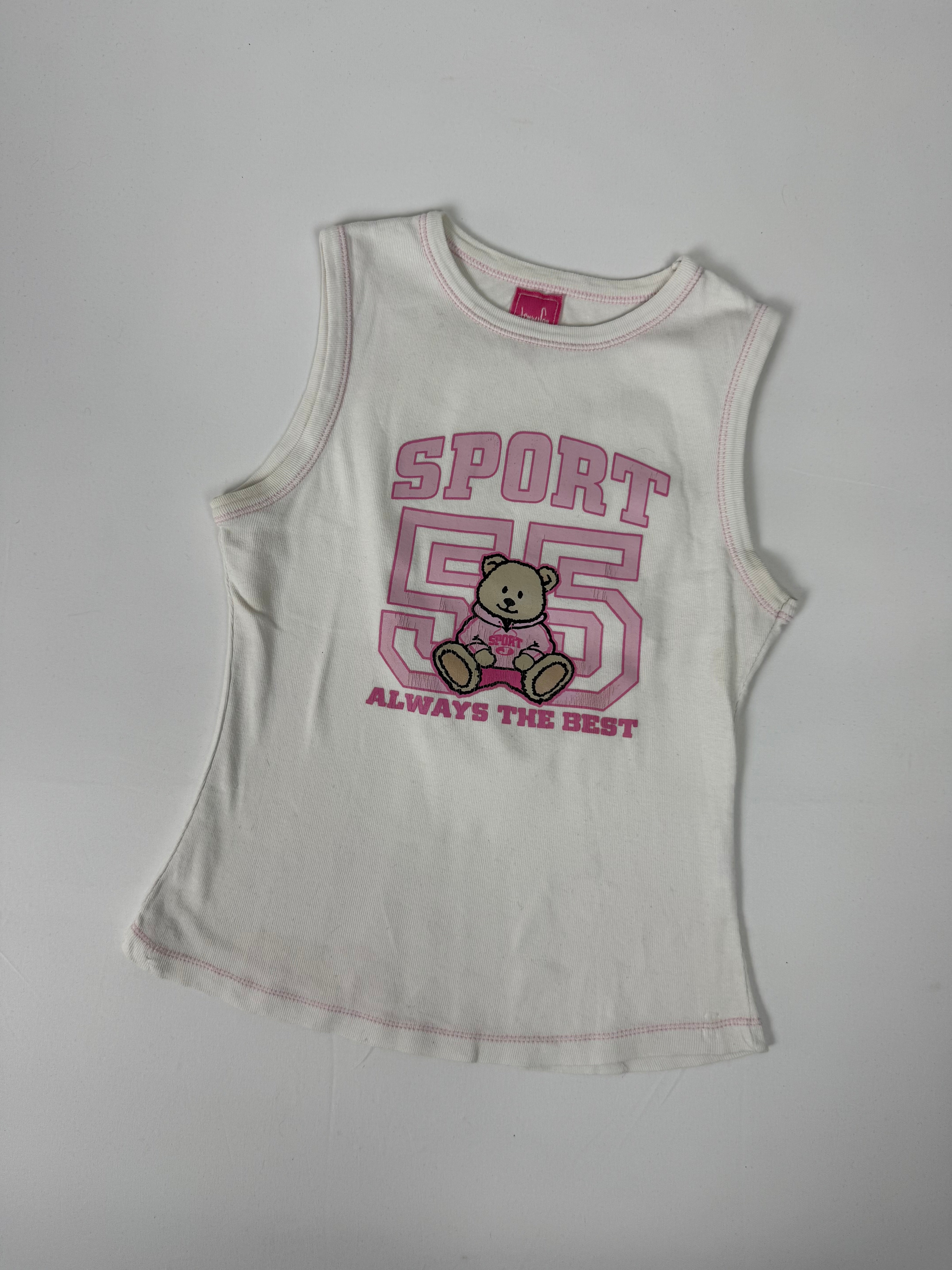White graphic cotton tank top (S)