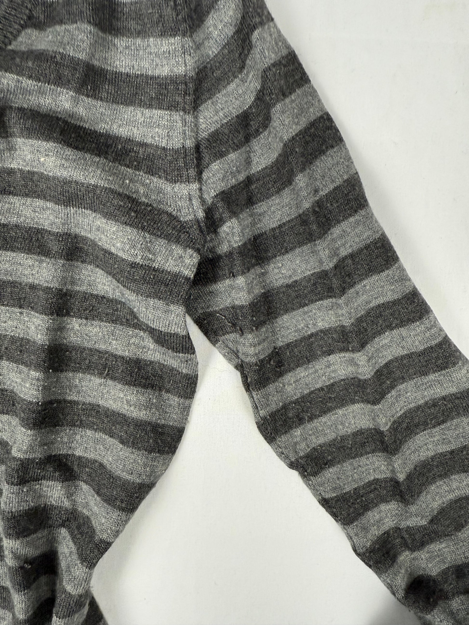 Grey striped V neck wool jumper (M)