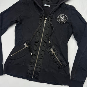 Black lace up tight fit zip up hoodie (XS)