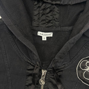 Black lace up tight fit zip up hoodie (XS)