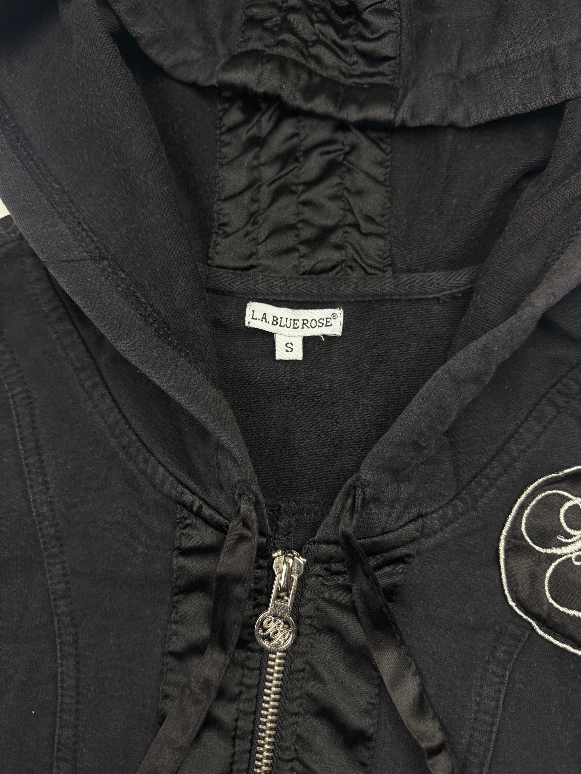 Black lace up tight fit zip up hoodie (XS)