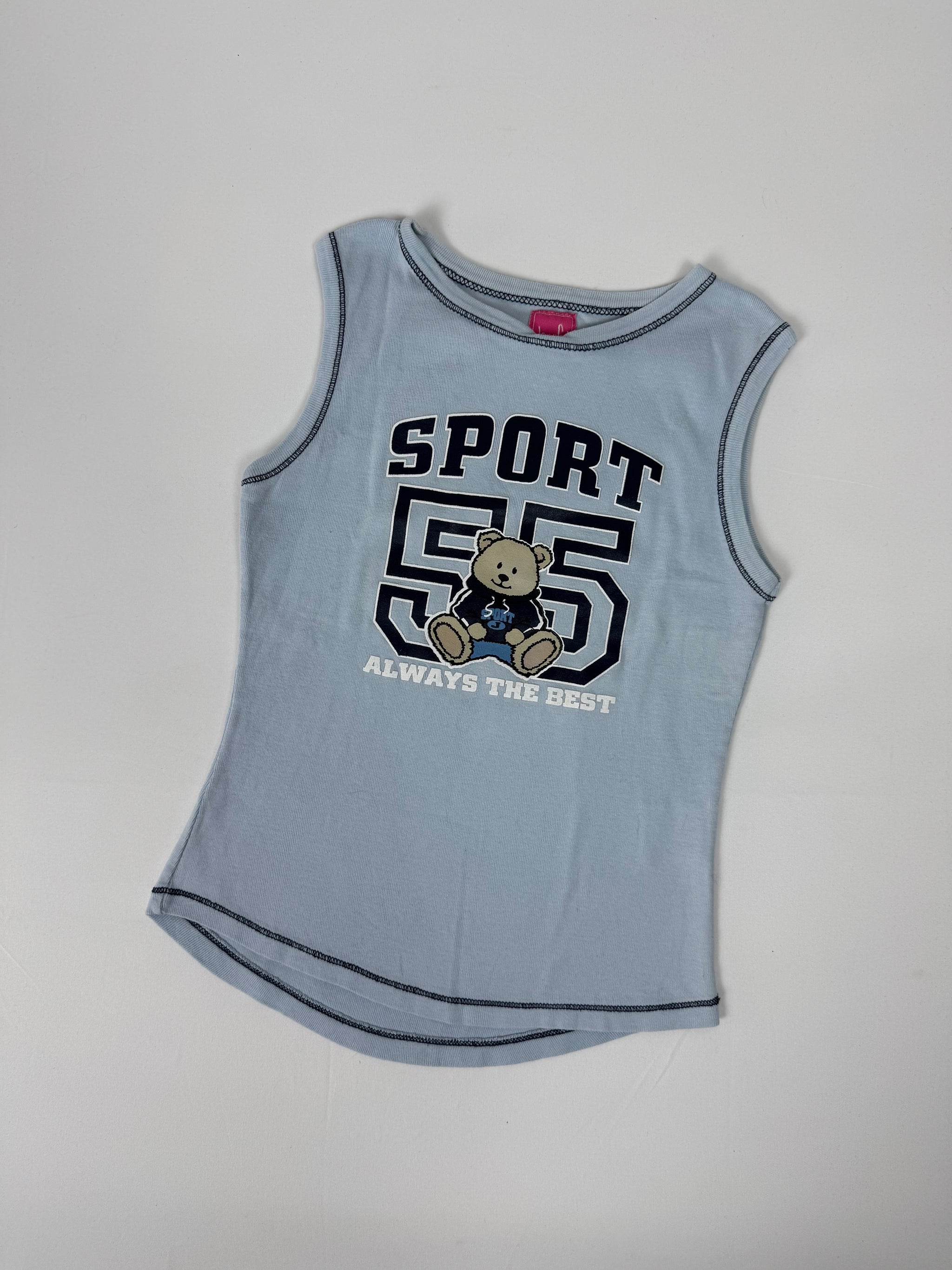 Blue graphic cotton tank top (S)