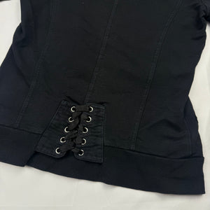Black lace up tight fit zip up hoodie (XS)