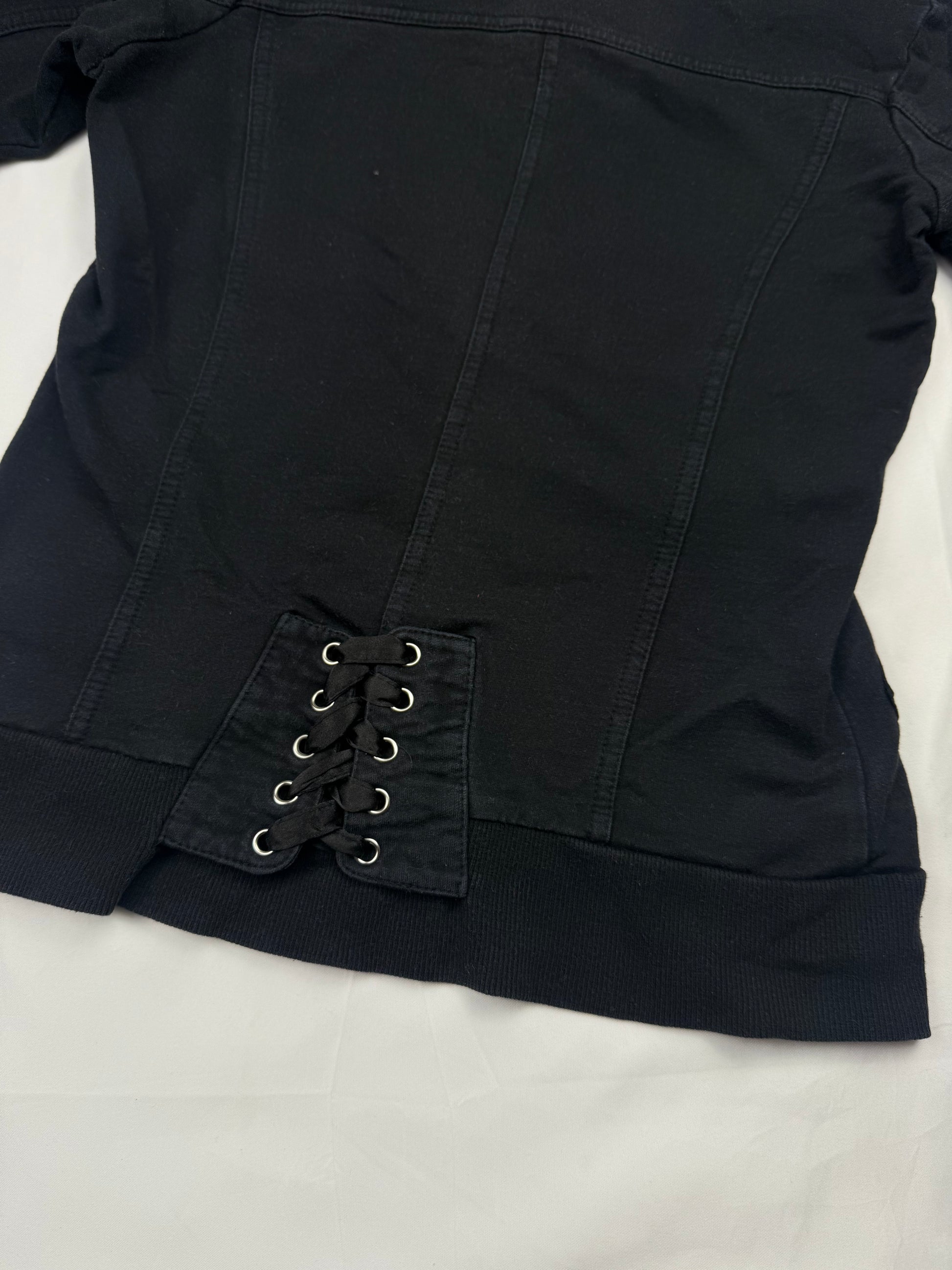Black lace up tight fit zip up hoodie (XS)