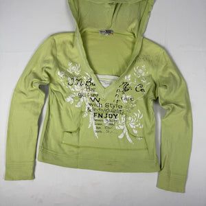 Green graphic cotton hoodie (L)