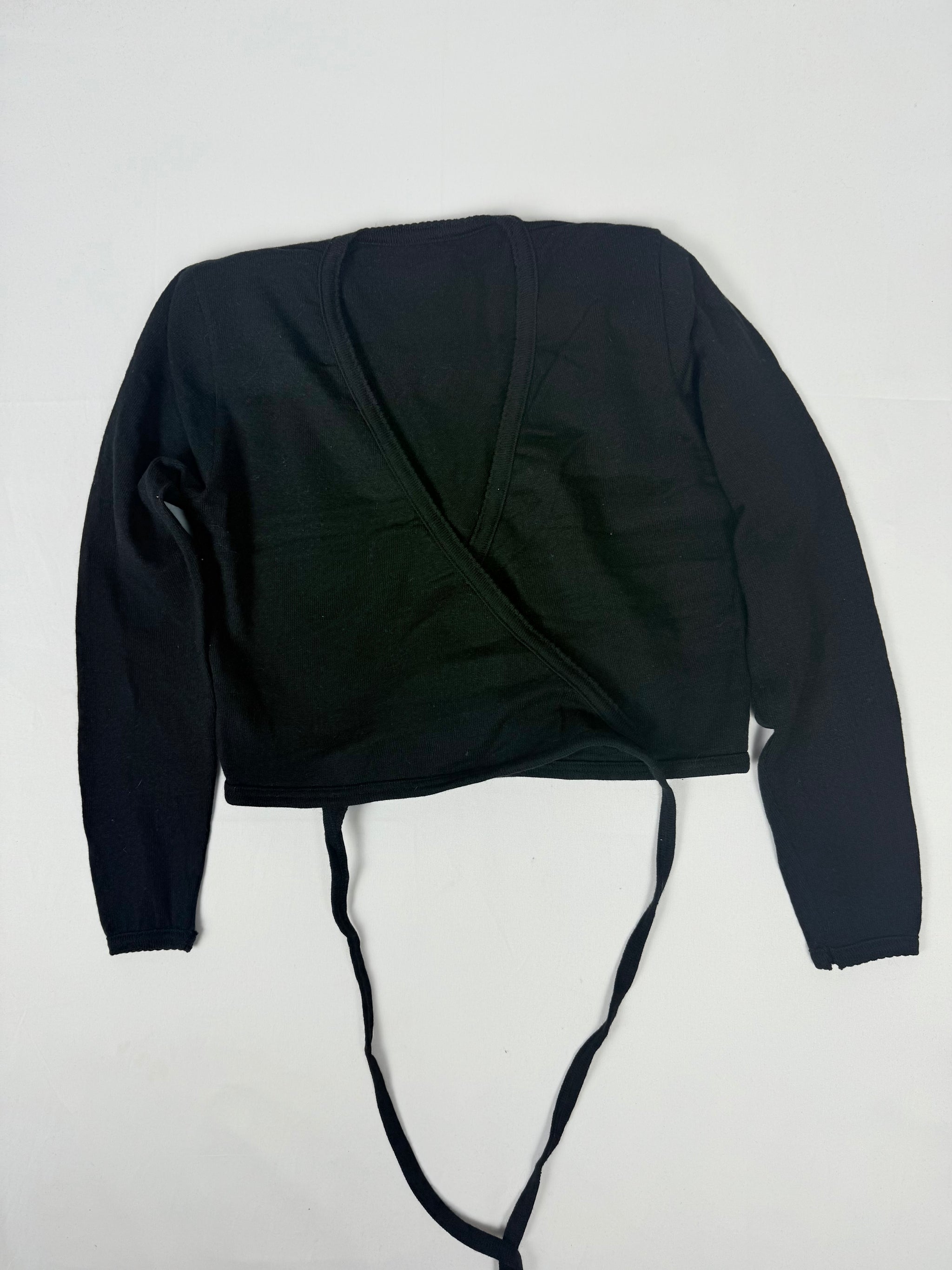 Black wool tie up cardigan jumper (M)